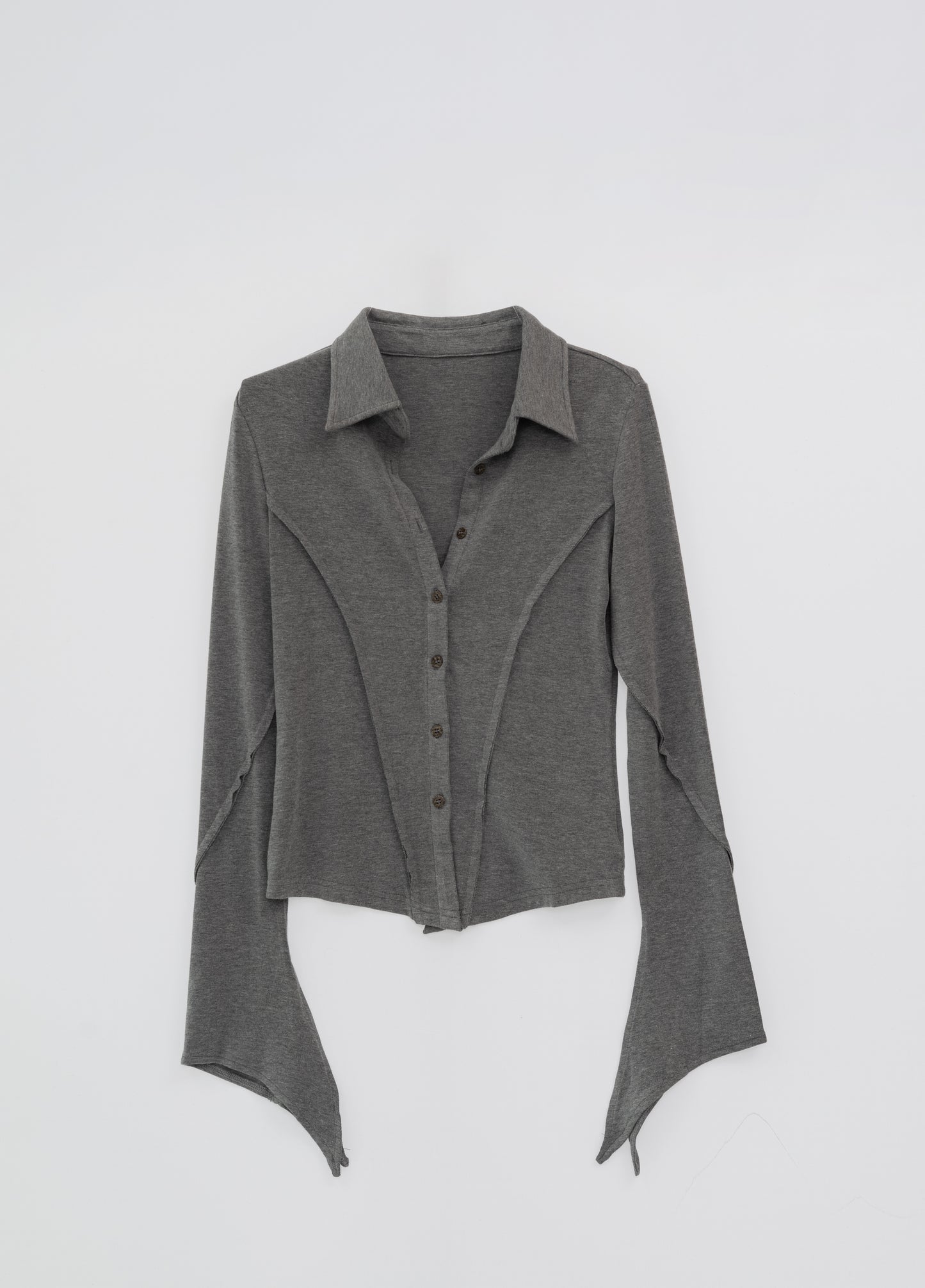 Solid Colour Flared Sleeve Top .