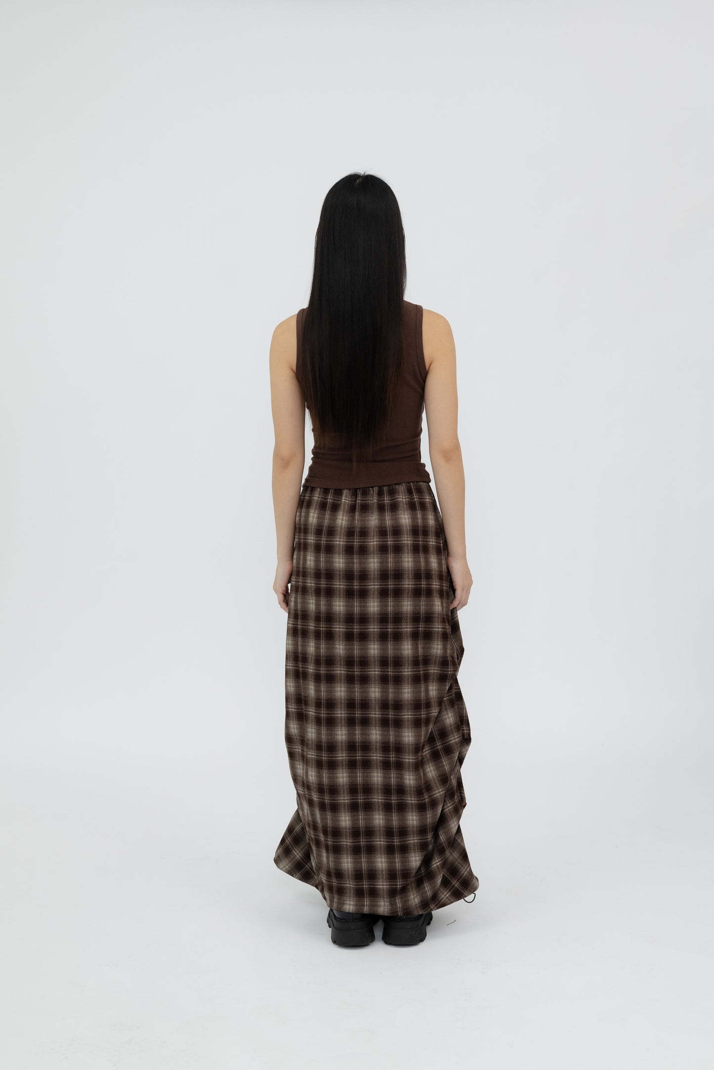 Plaid Skirt with Drawstring .