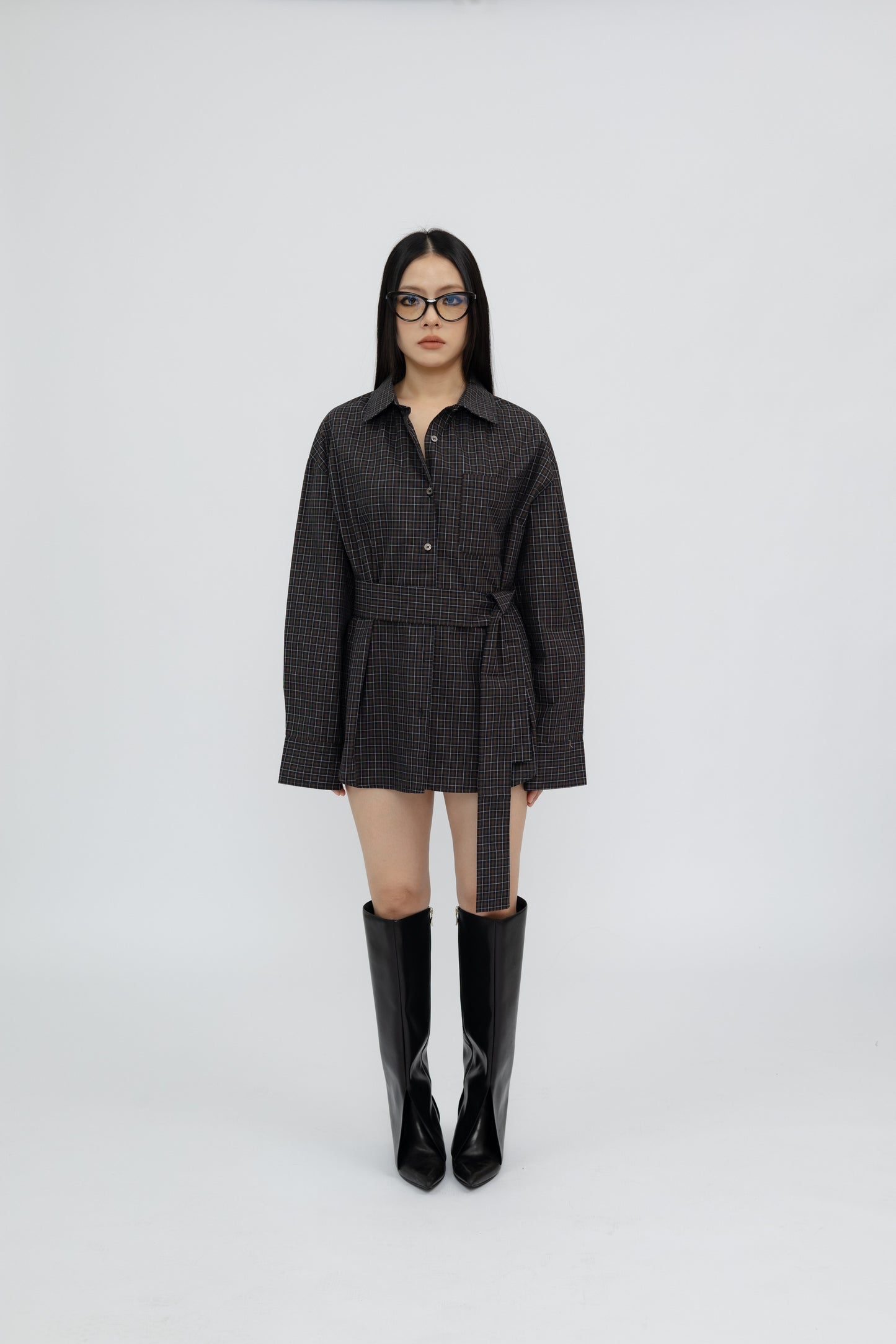 Loose Fit Plaid Shirt .