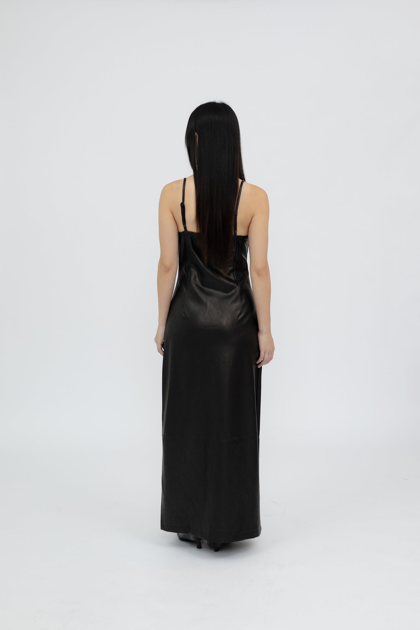 Leather Maxi Dress .