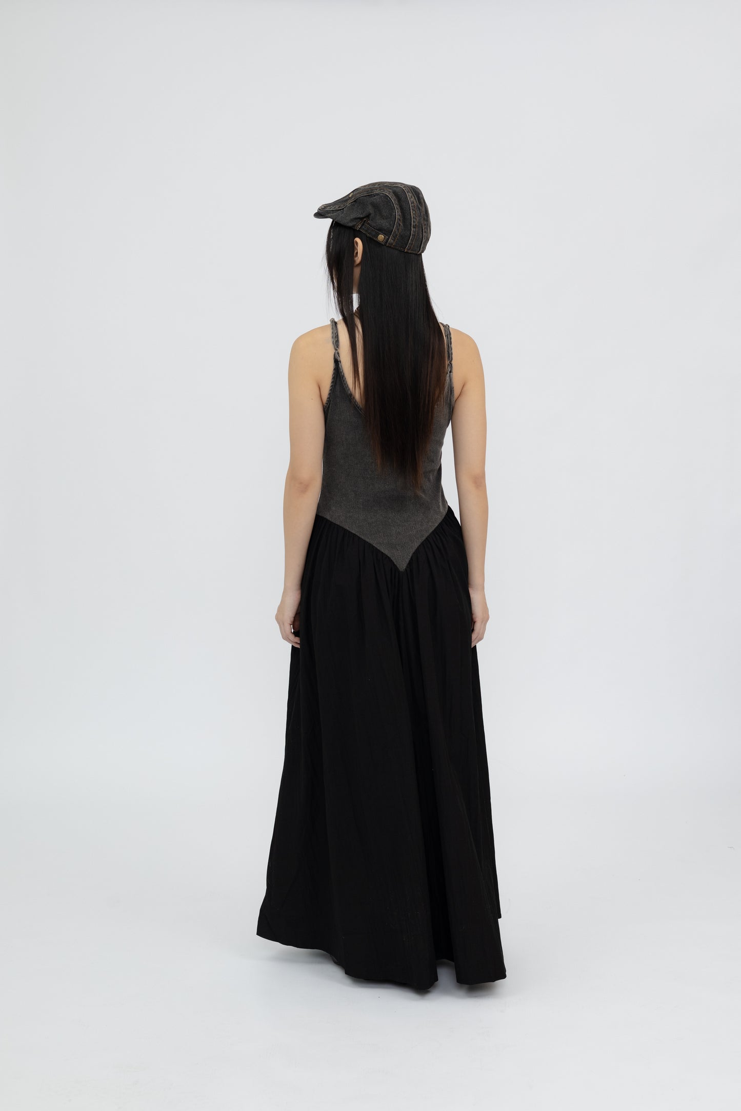 Maxi Dress with Faux Corset Print .