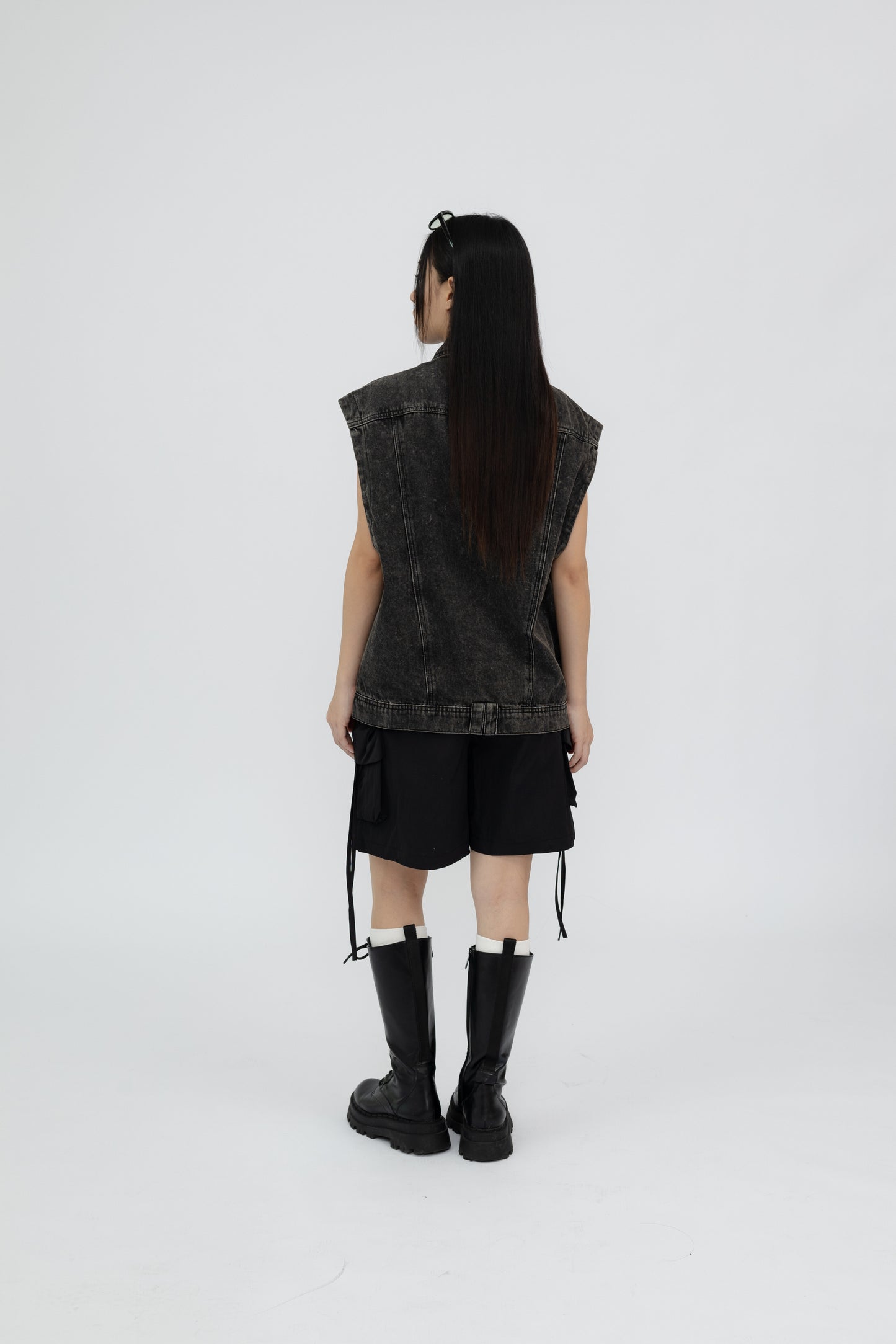 Washed Denim Vest .
