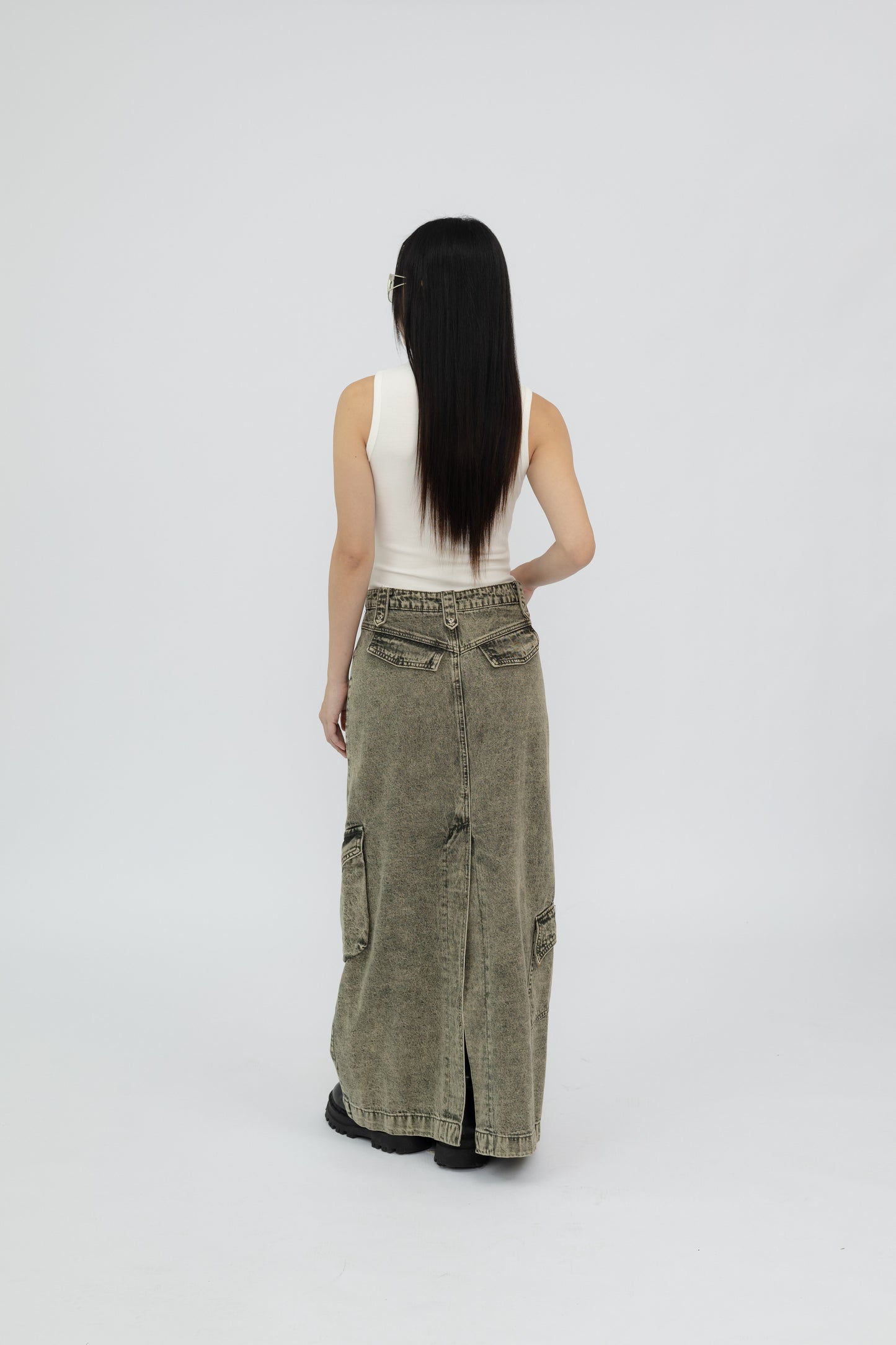 Distressed Punk Jeans Skirt .