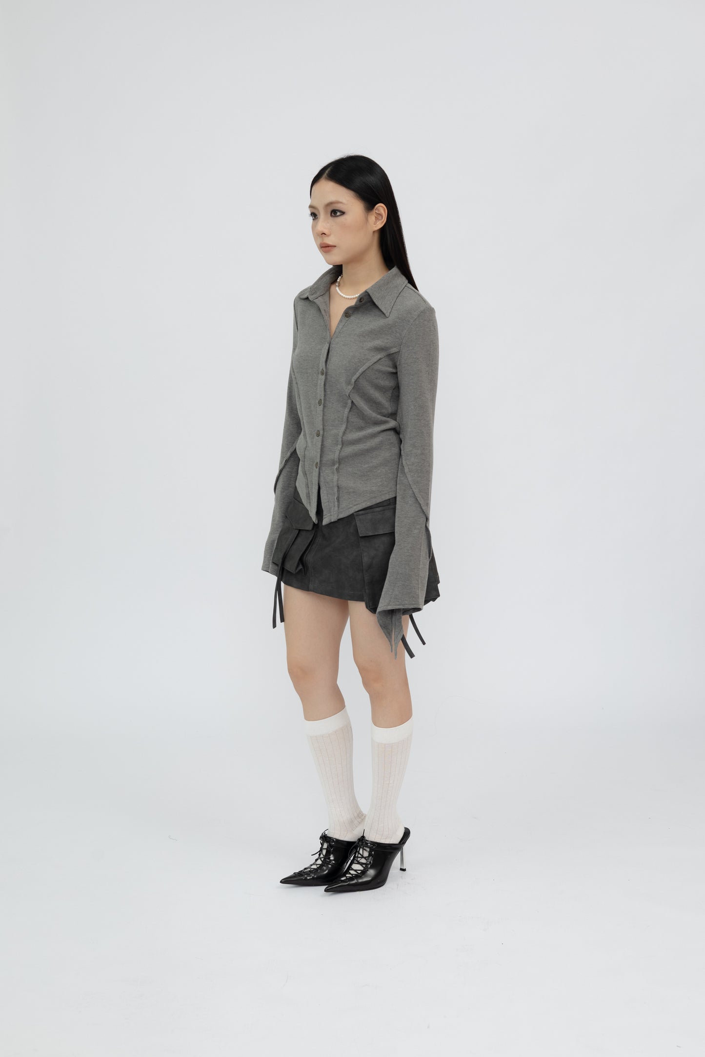 Cargo Faux Leather Mini Skirt .