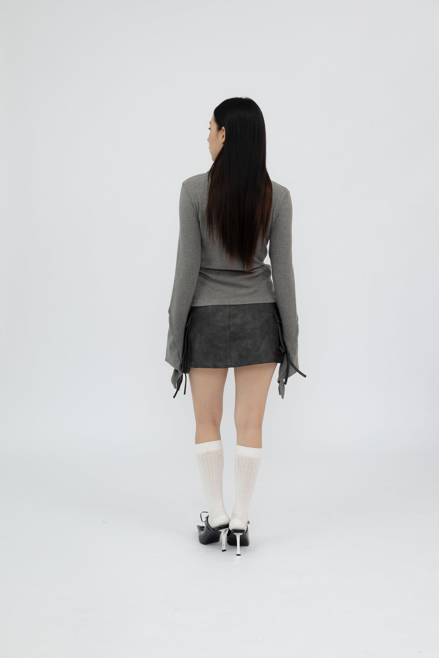 Cargo Faux Leather Mini Skirt .