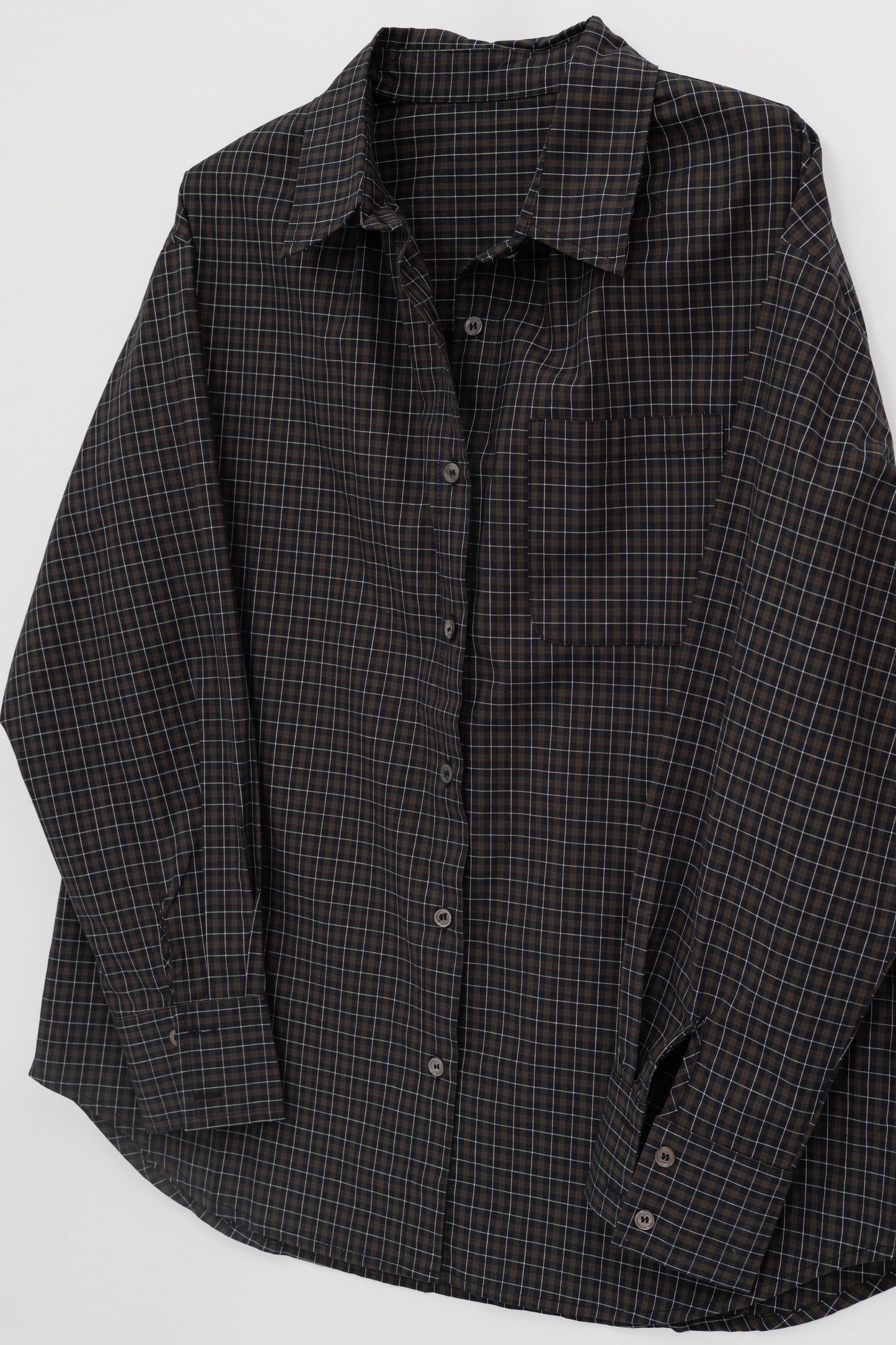 Loose Fit Plaid Shirt .