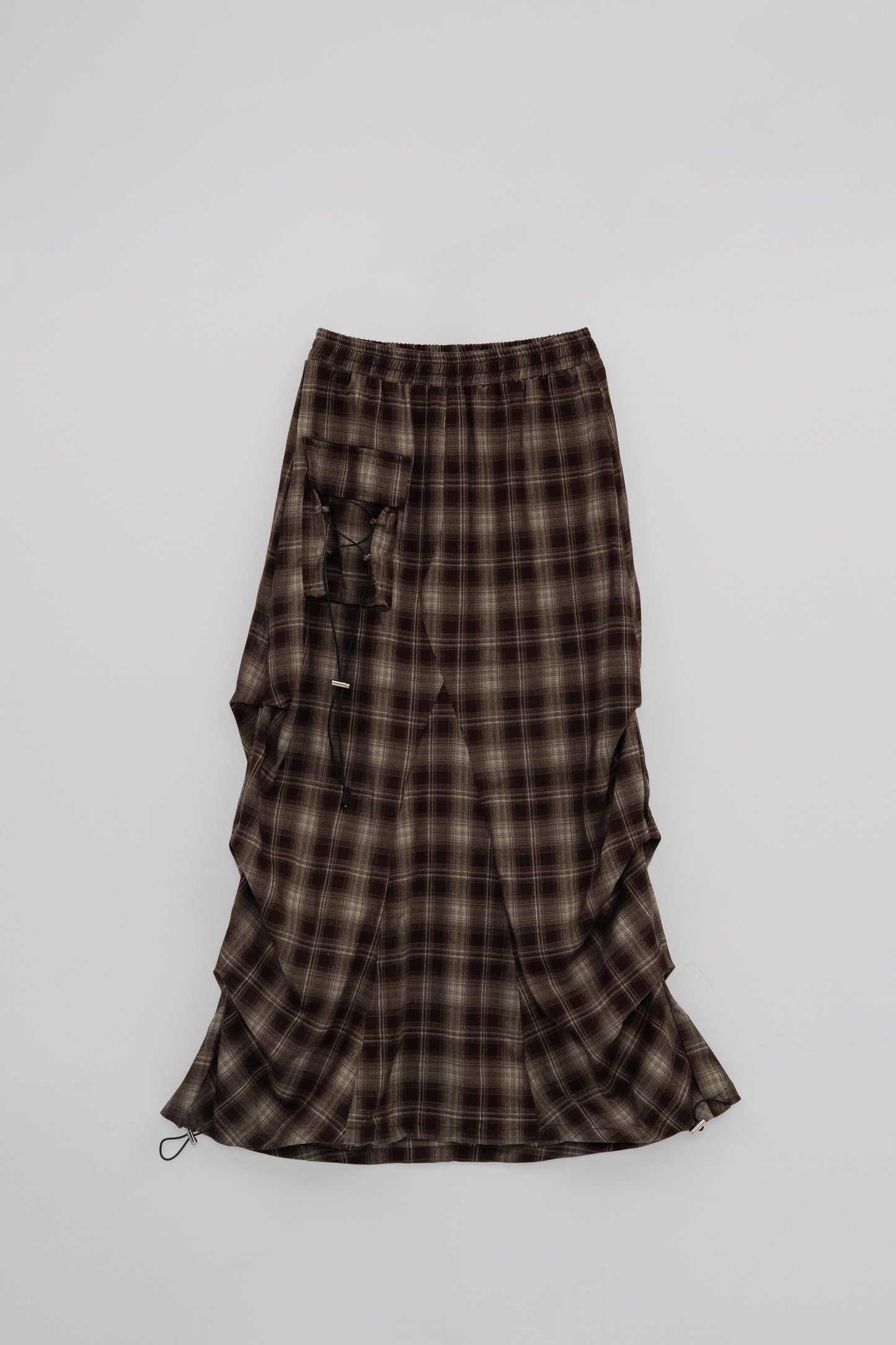 Plaid Skirt with Drawstring .