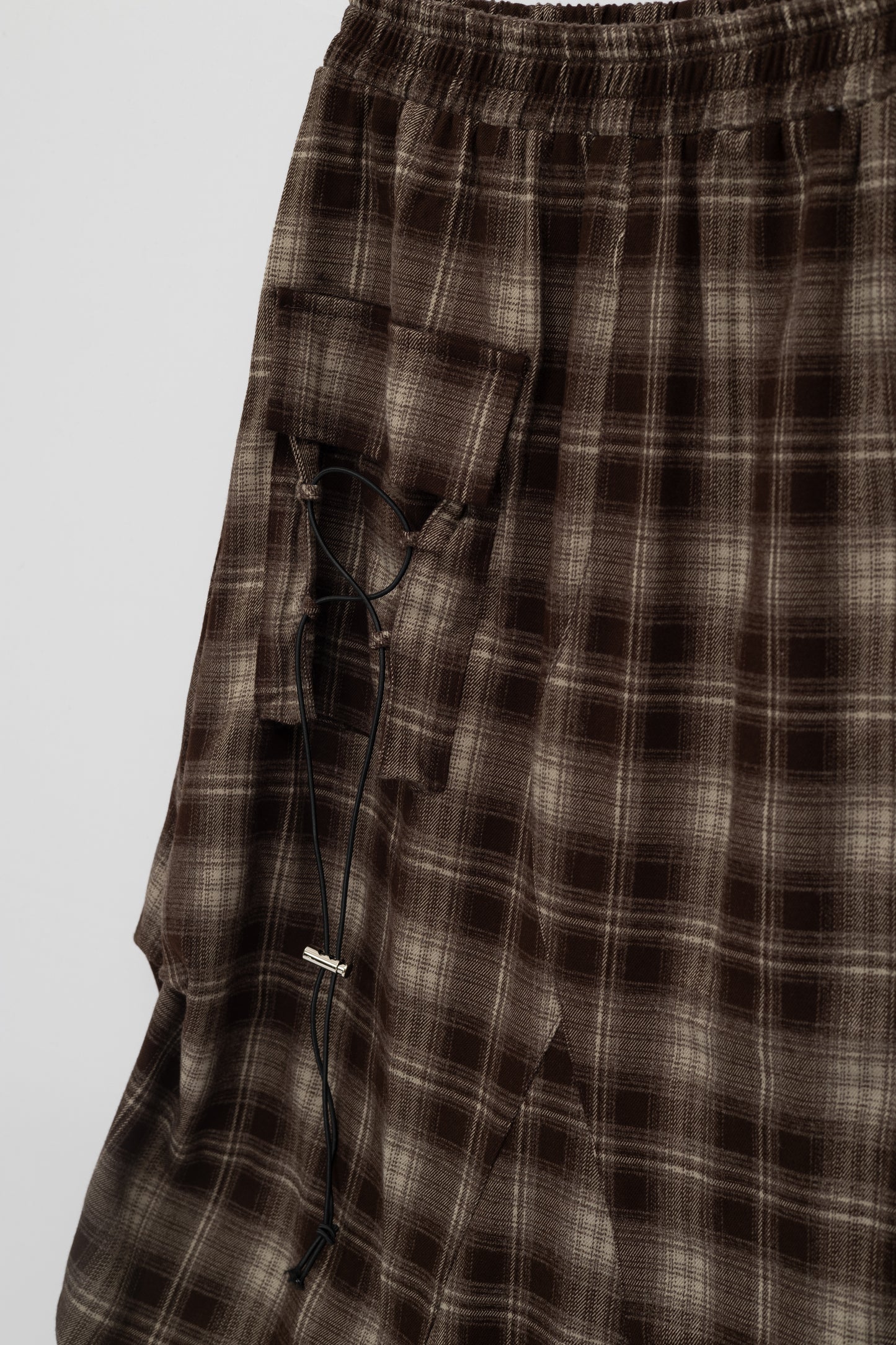Plaid Skirt with Drawstring .