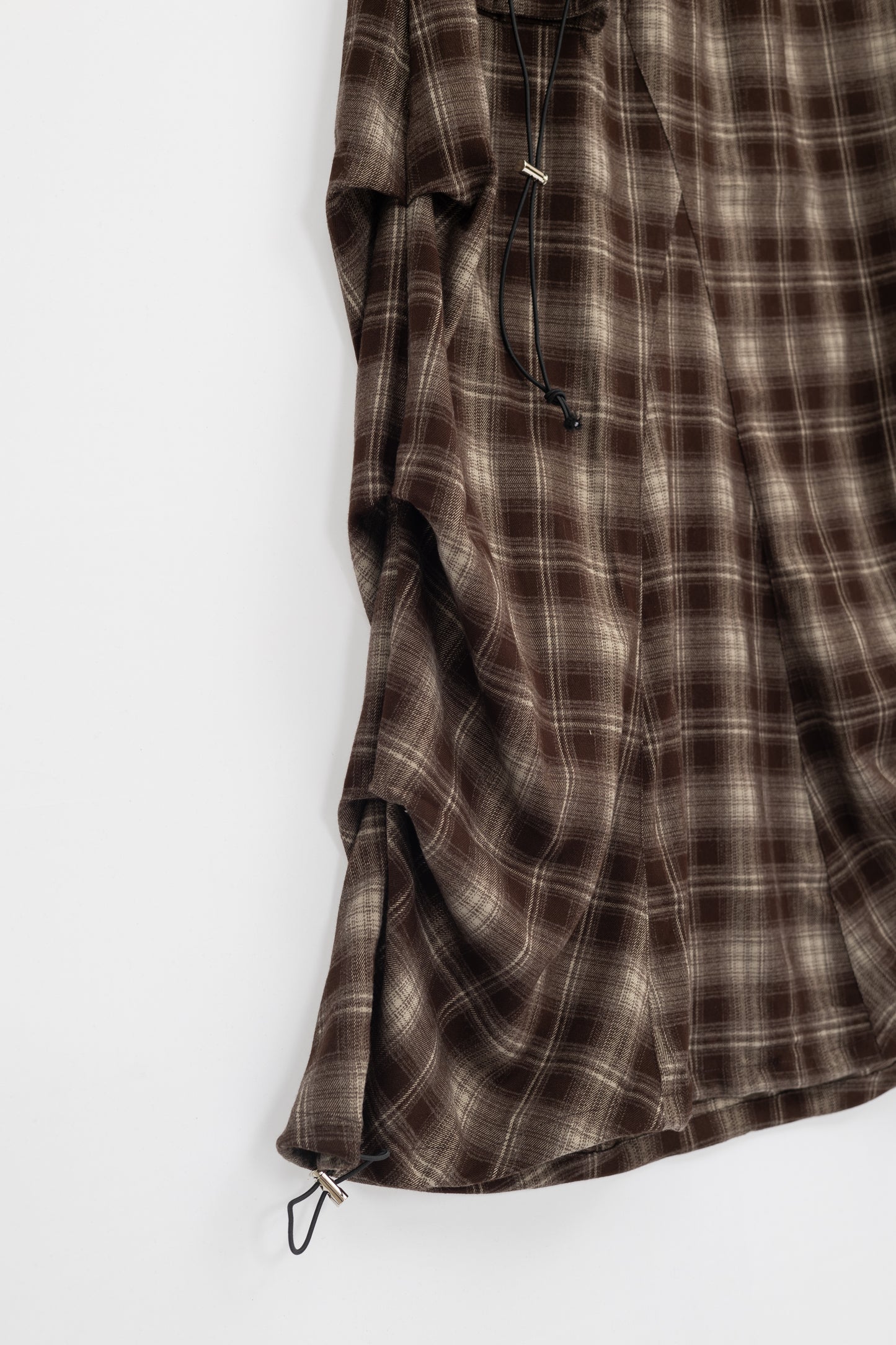 Plaid Skirt with Drawstring .