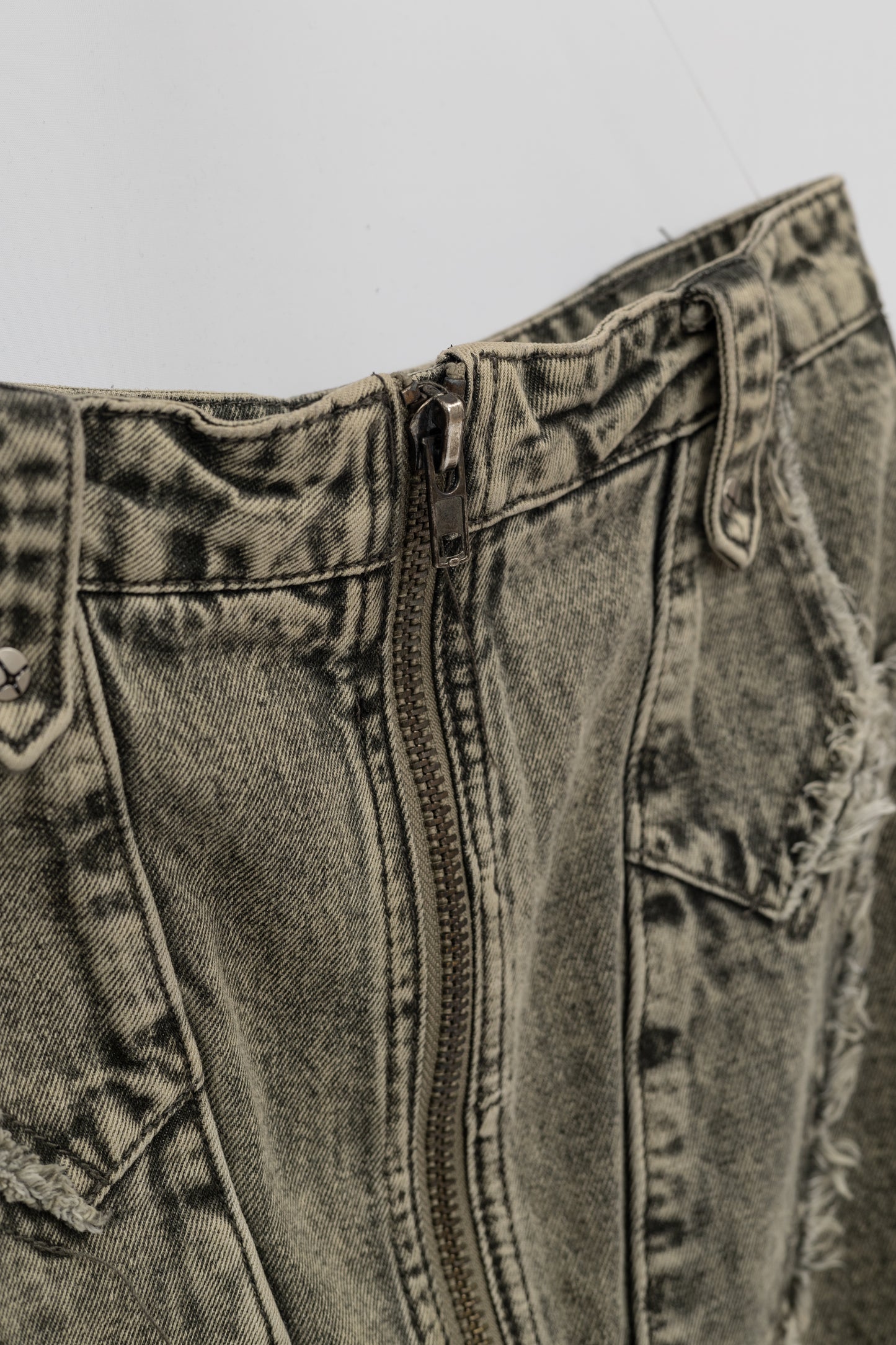 Distressed Punk Jeans Skirt .
