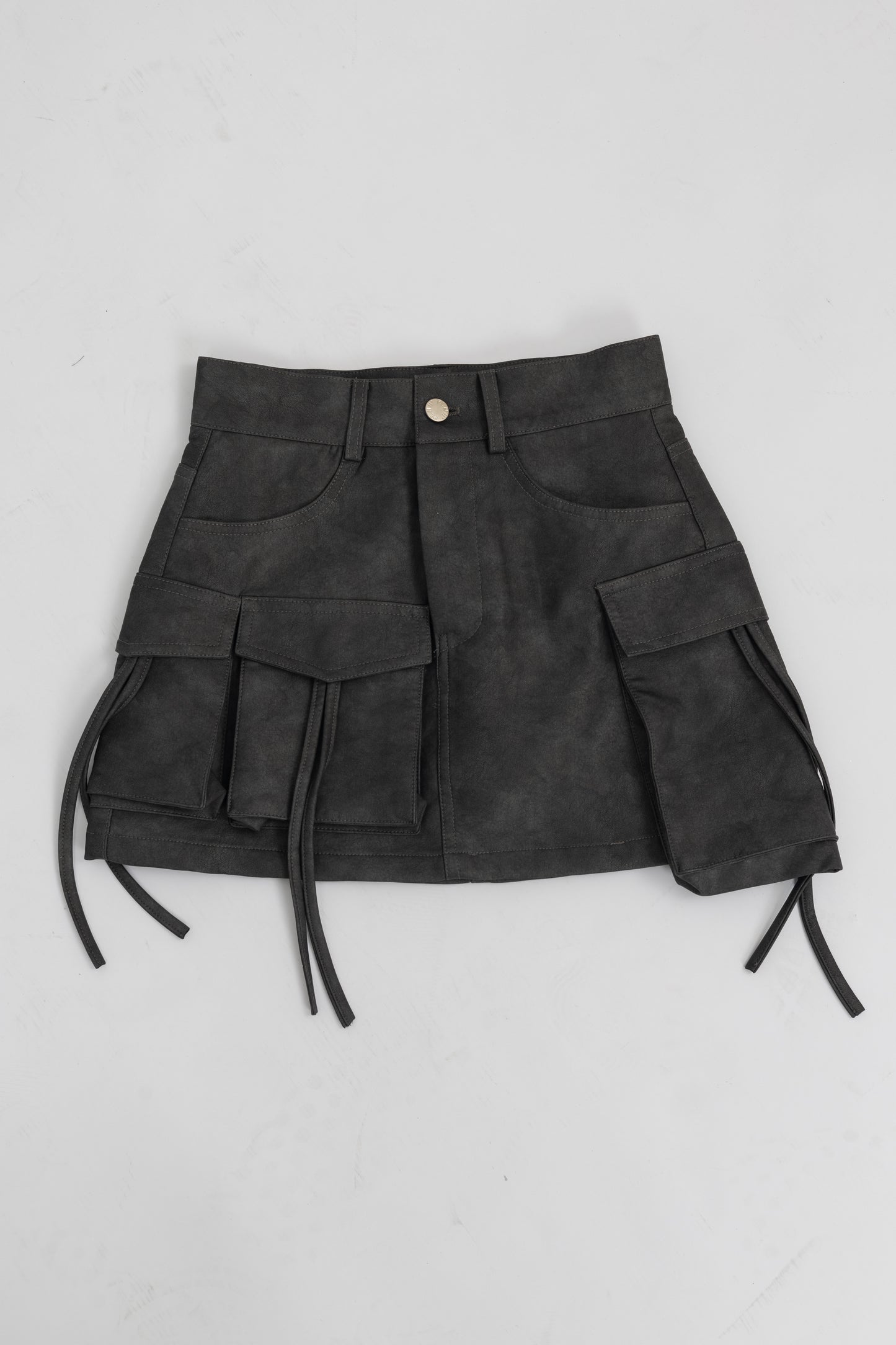Cargo Faux Leather Mini Skirt .