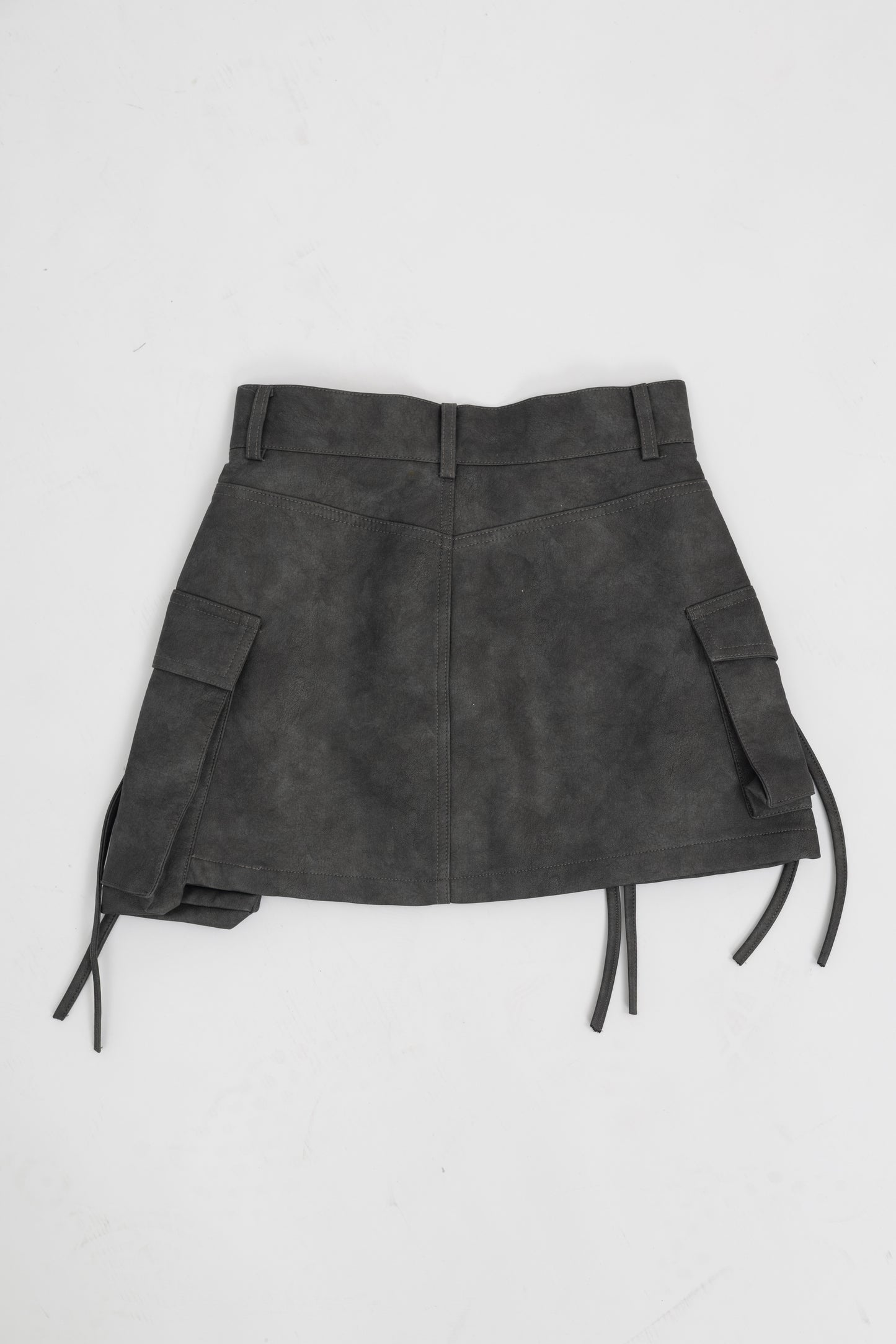 Cargo Faux Leather Mini Skirt .