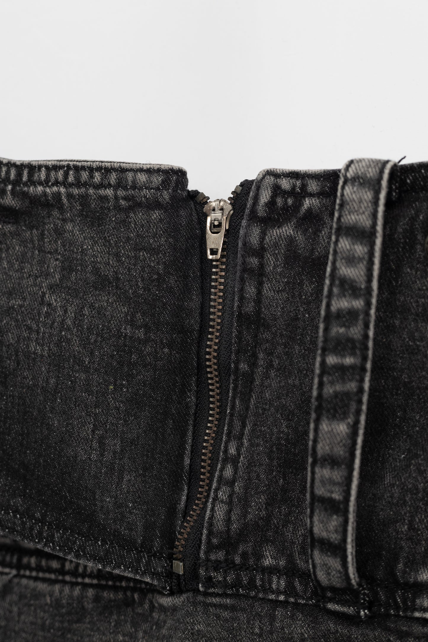 Washed Denim Flared Skirt .