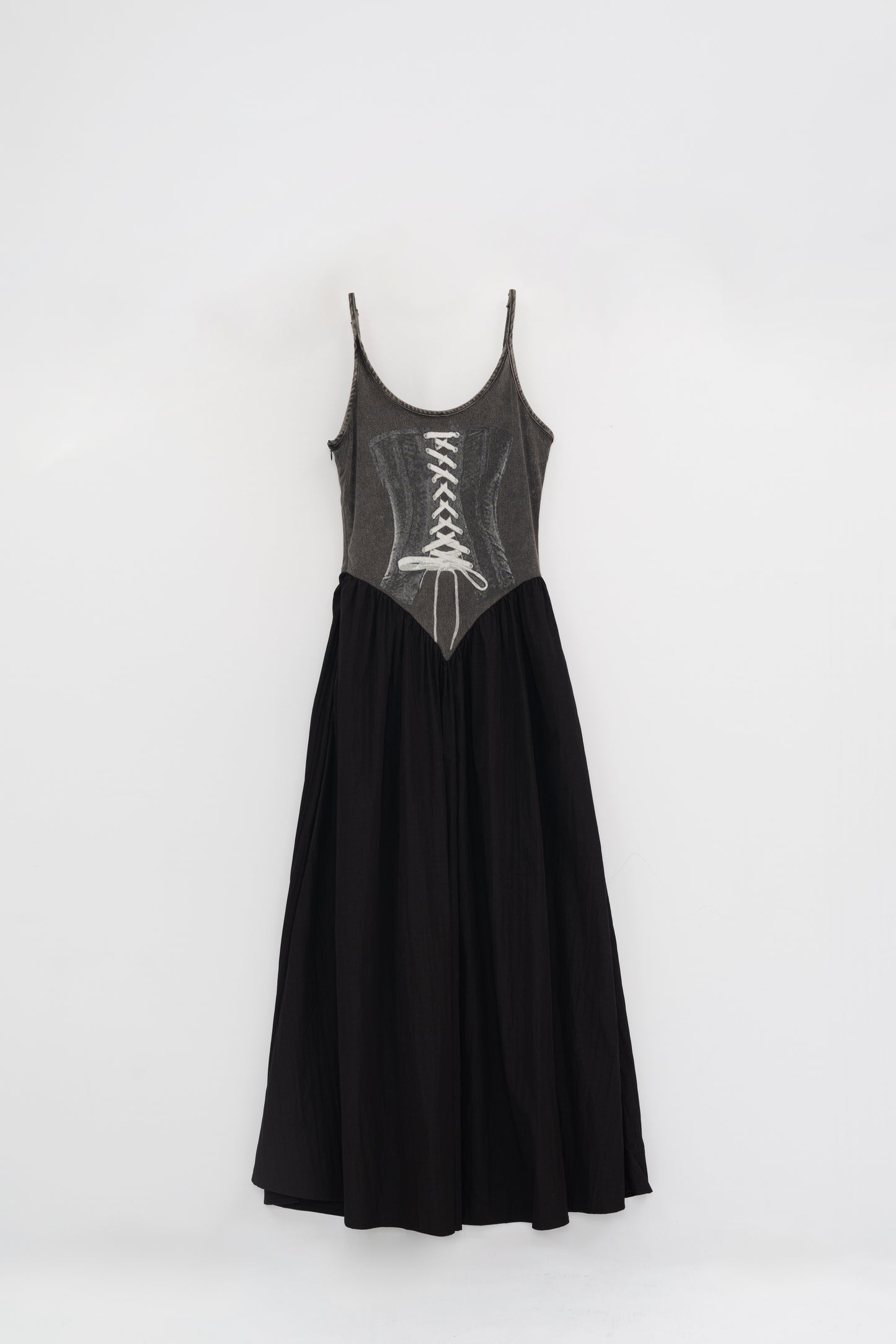Maxi Dress with Faux Corset Print .