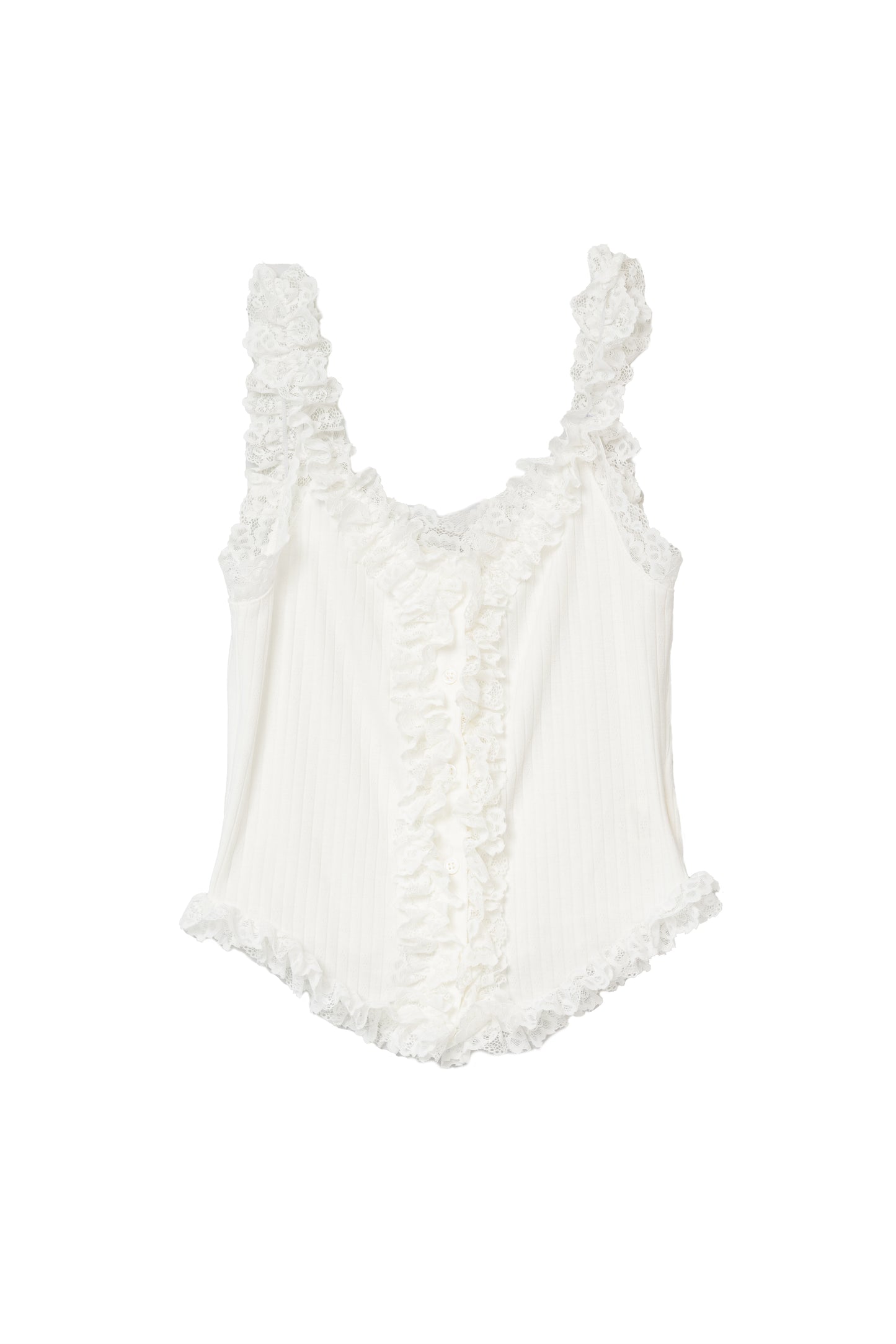 Ruffles Cami Top - WHITE .