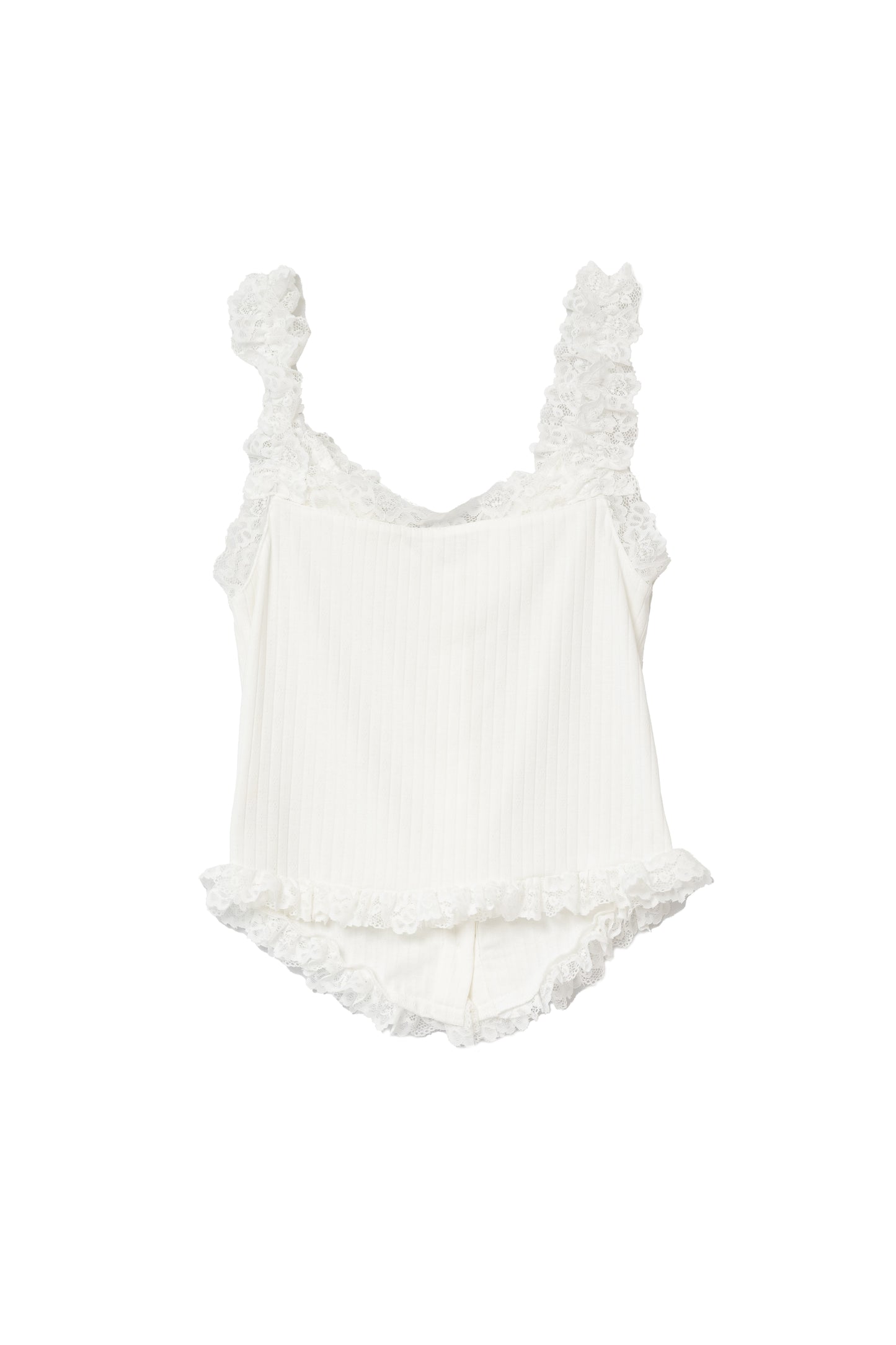 Ruffles Cami Top - WHITE .