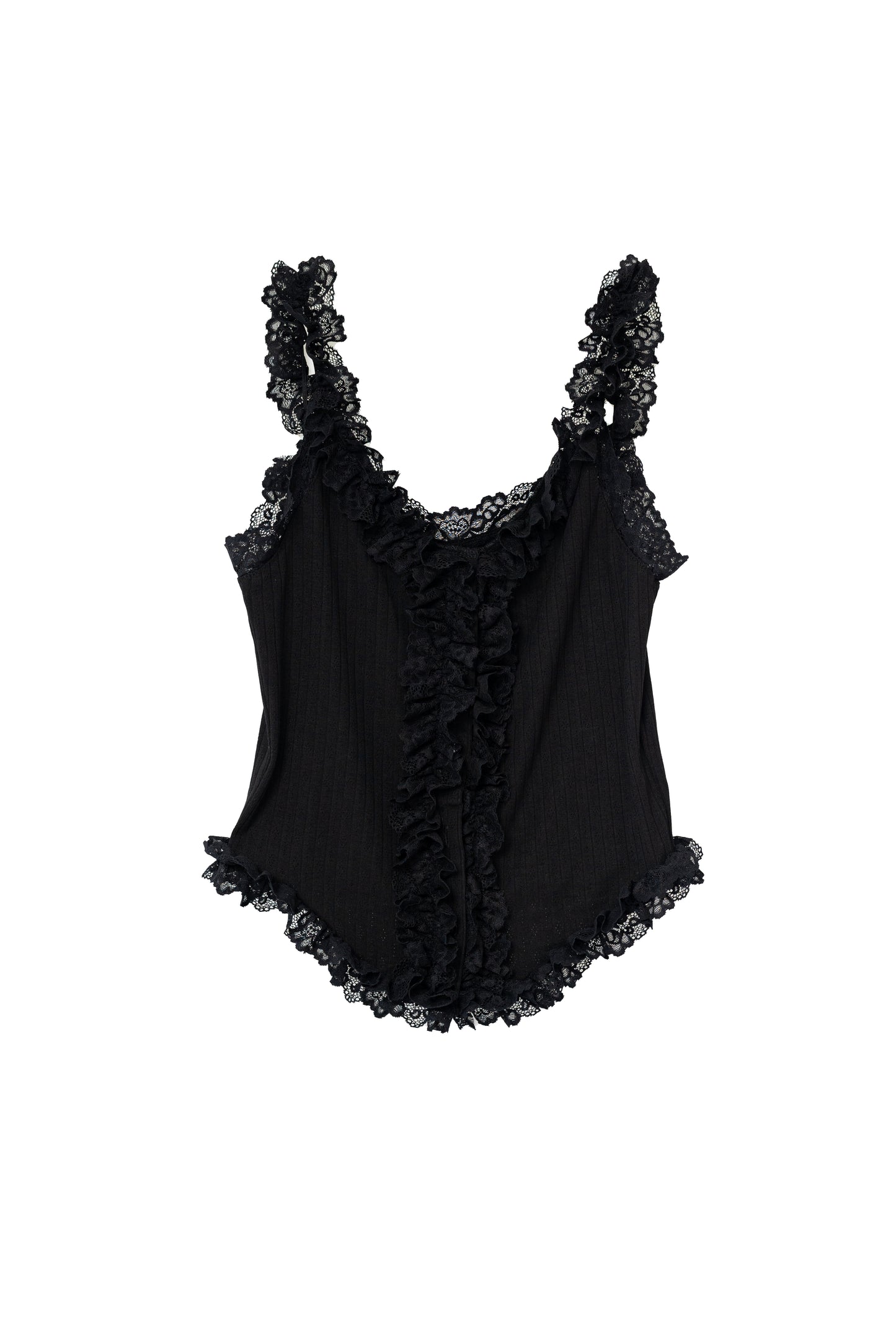 Ruffles Cami Top - BLACK .