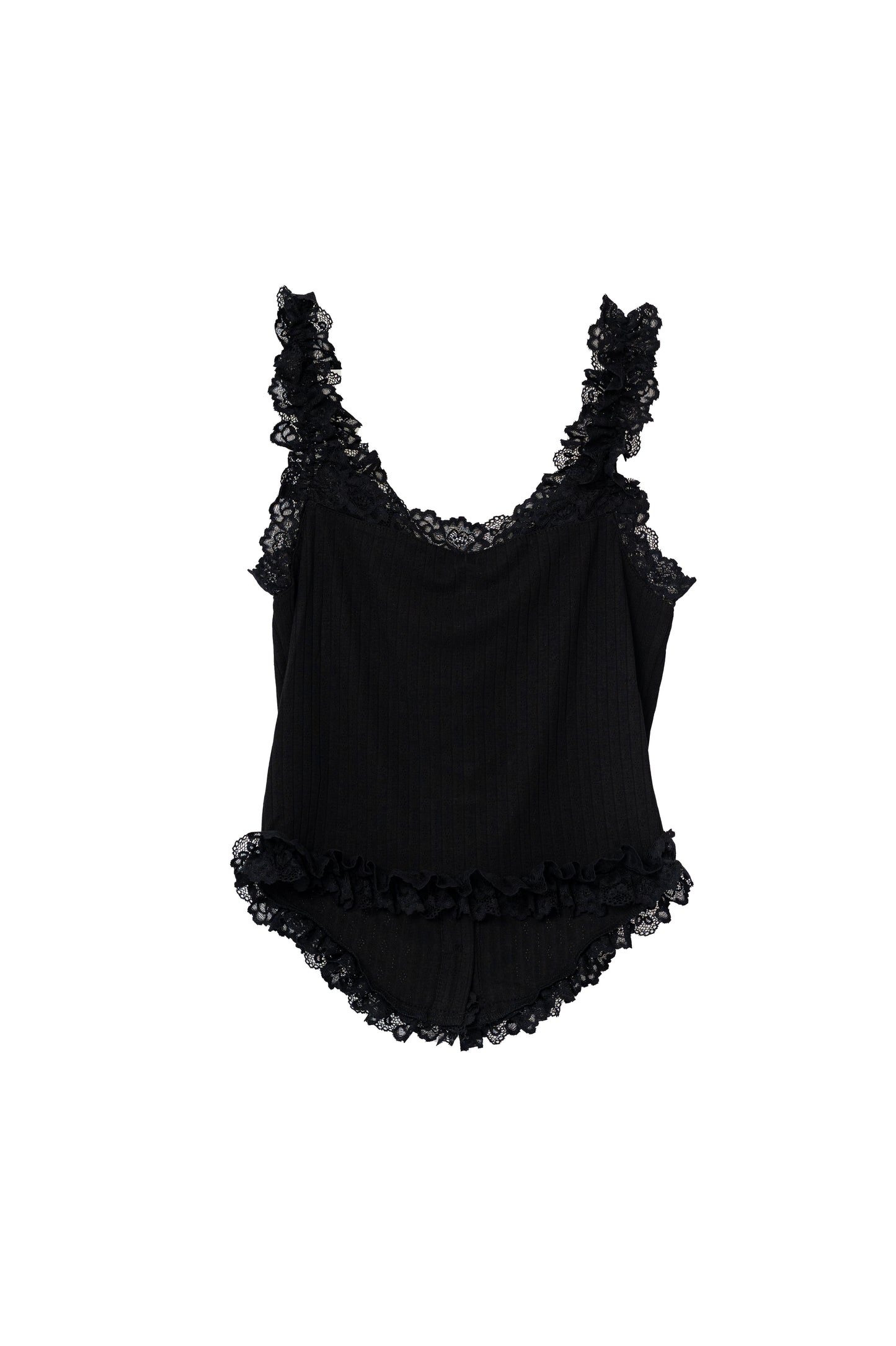 Ruffles Cami Top - BLACK .