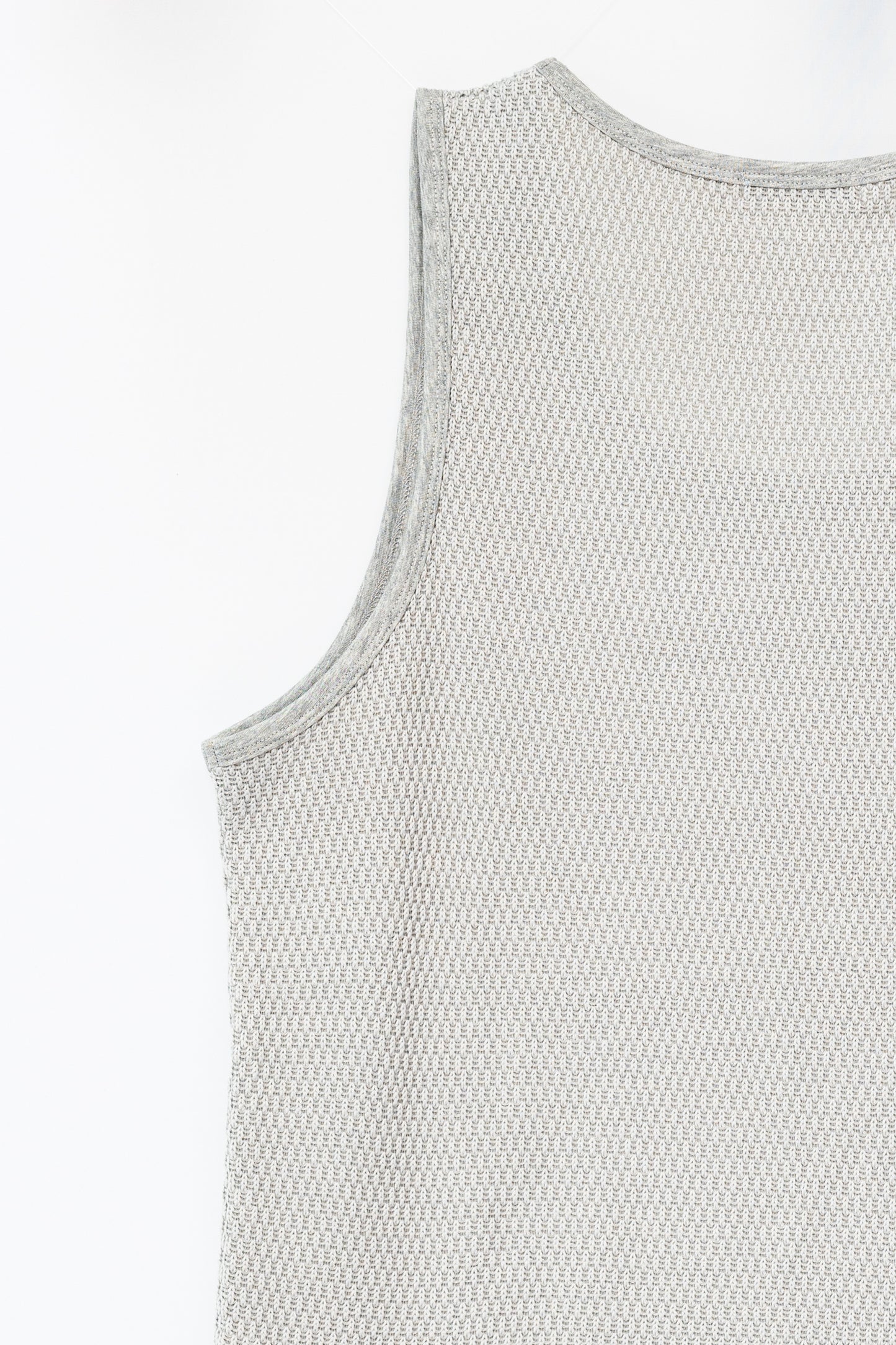 Knitted Sleeveless Tank Top - GREY .