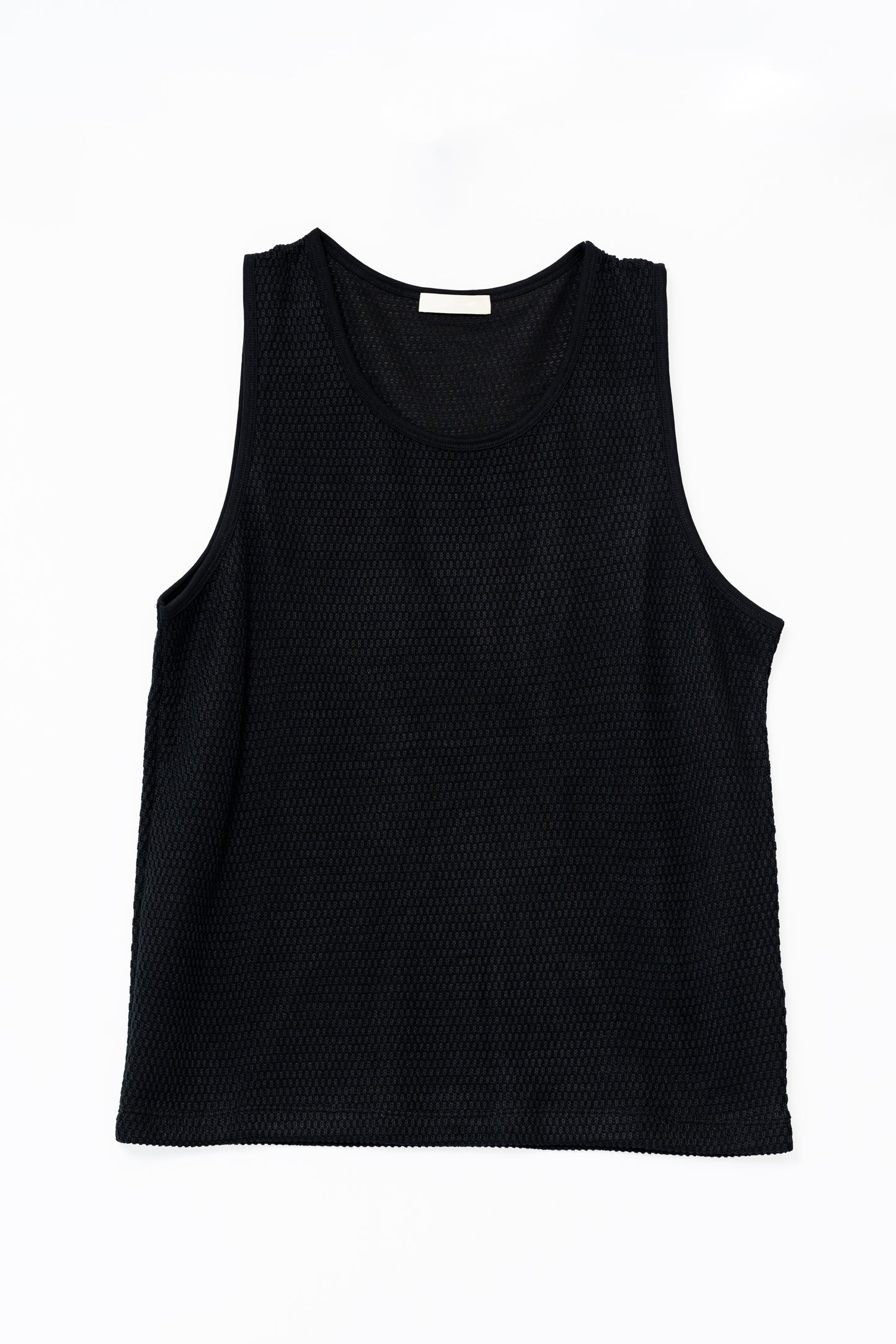 Knitted Sleeveless Tank Top - BLACK .