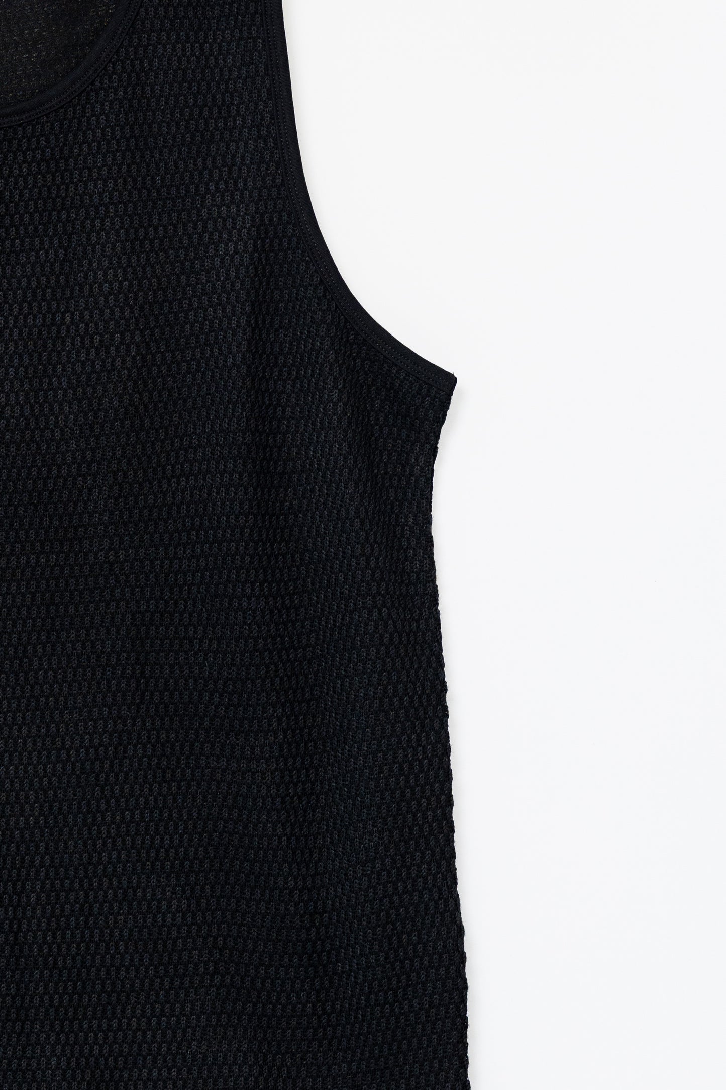 Knitted Sleeveless Tank Top - BLACK .