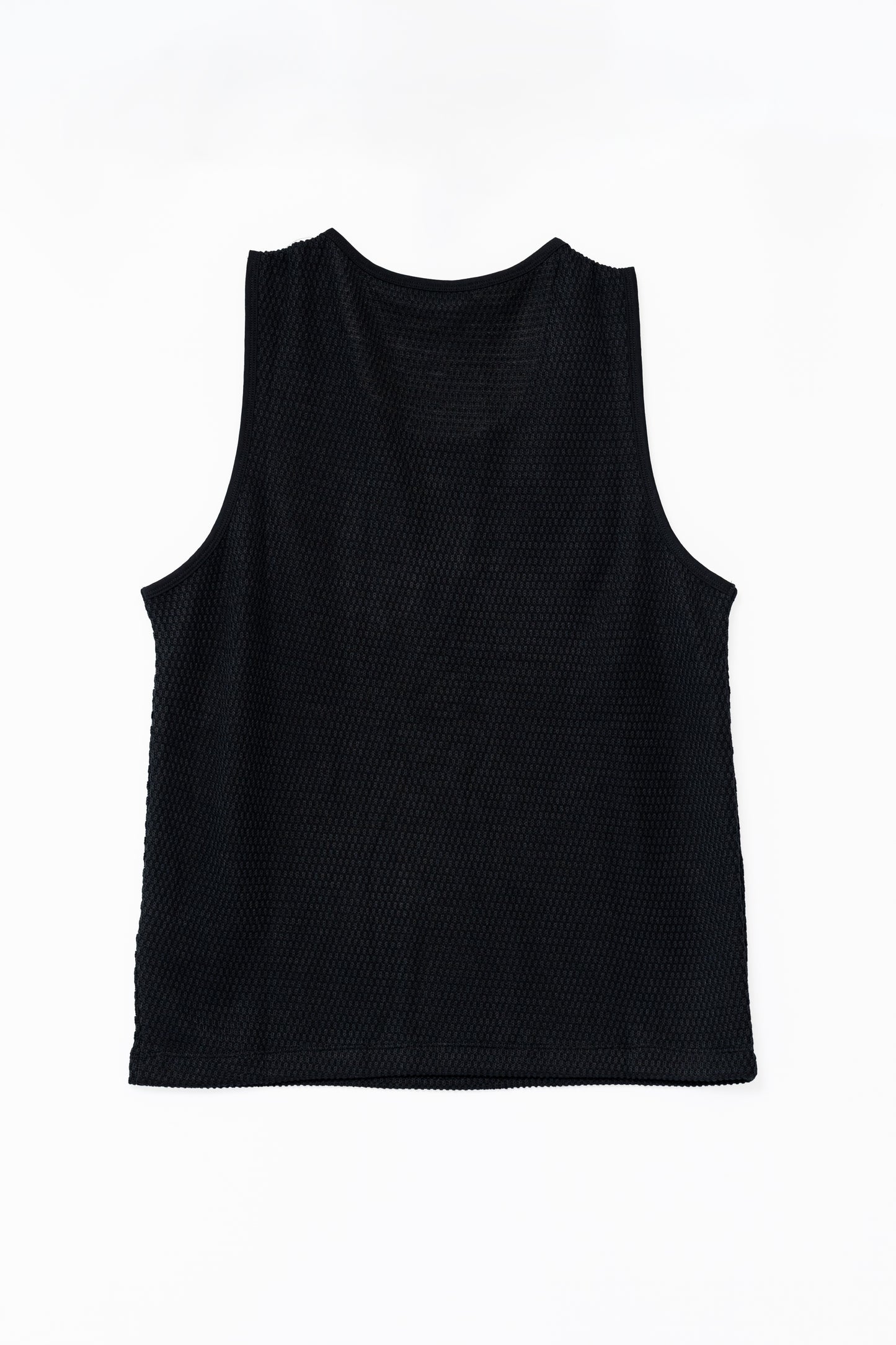 Knitted Sleeveless Tank Top - BLACK .