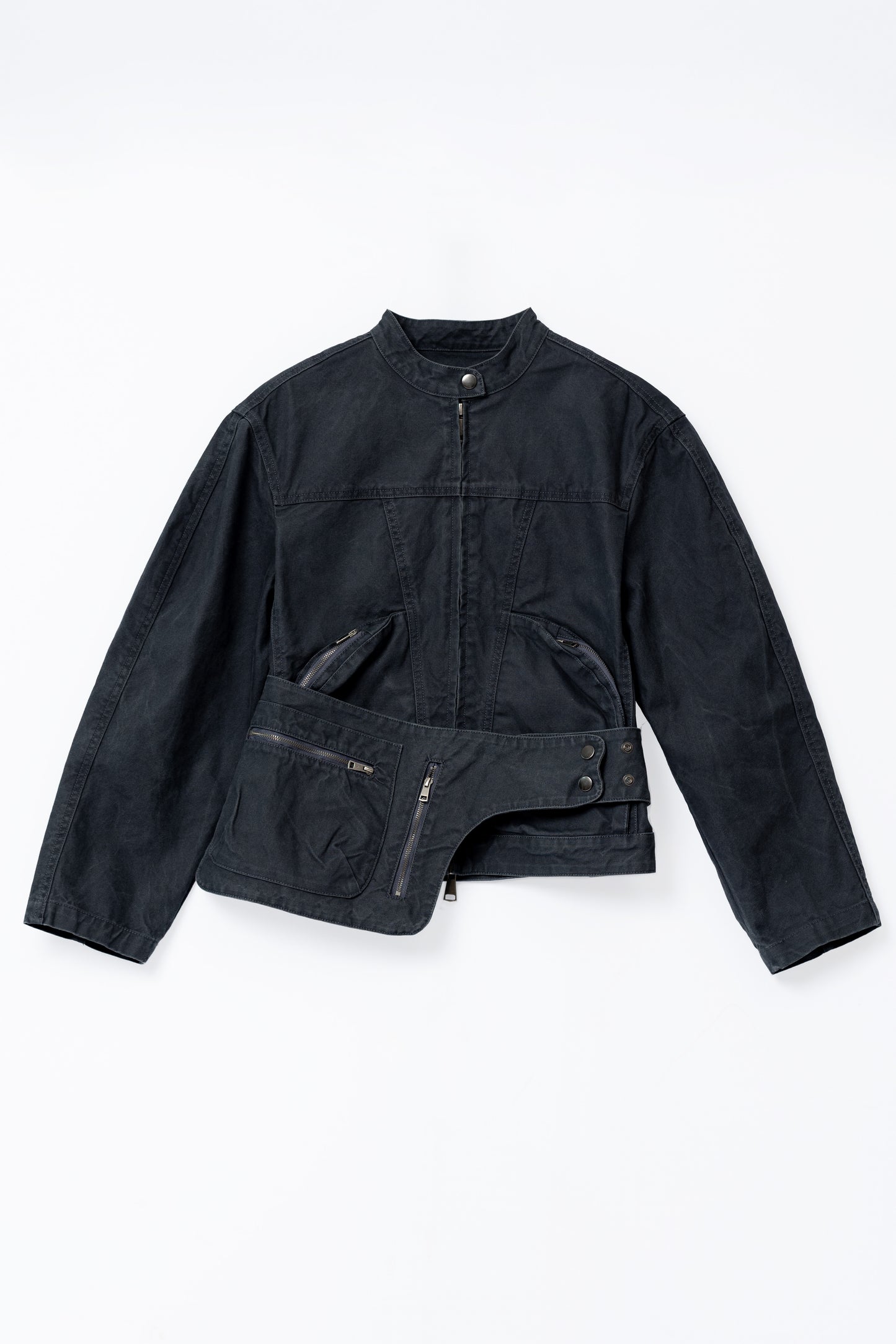 Washed Boxy Fit Jacket with Pouch - GREY .