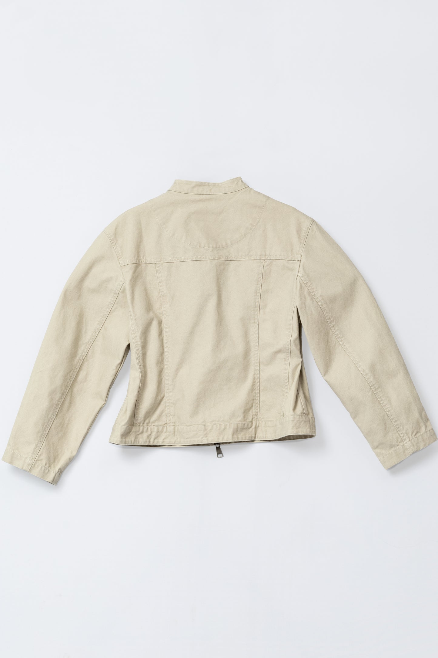 Washed Boxy Fit Jacket with Pouch - BEIGE .