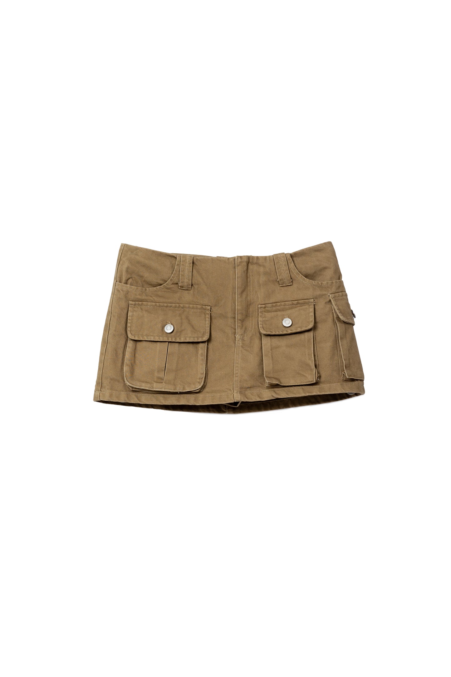 Cargo Mini Jean Skirt - KHAKI .
