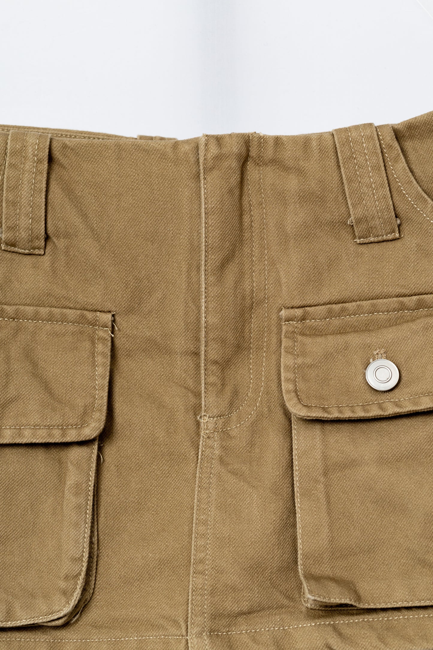 Cargo Mini Jean Skirt - KHAKI .