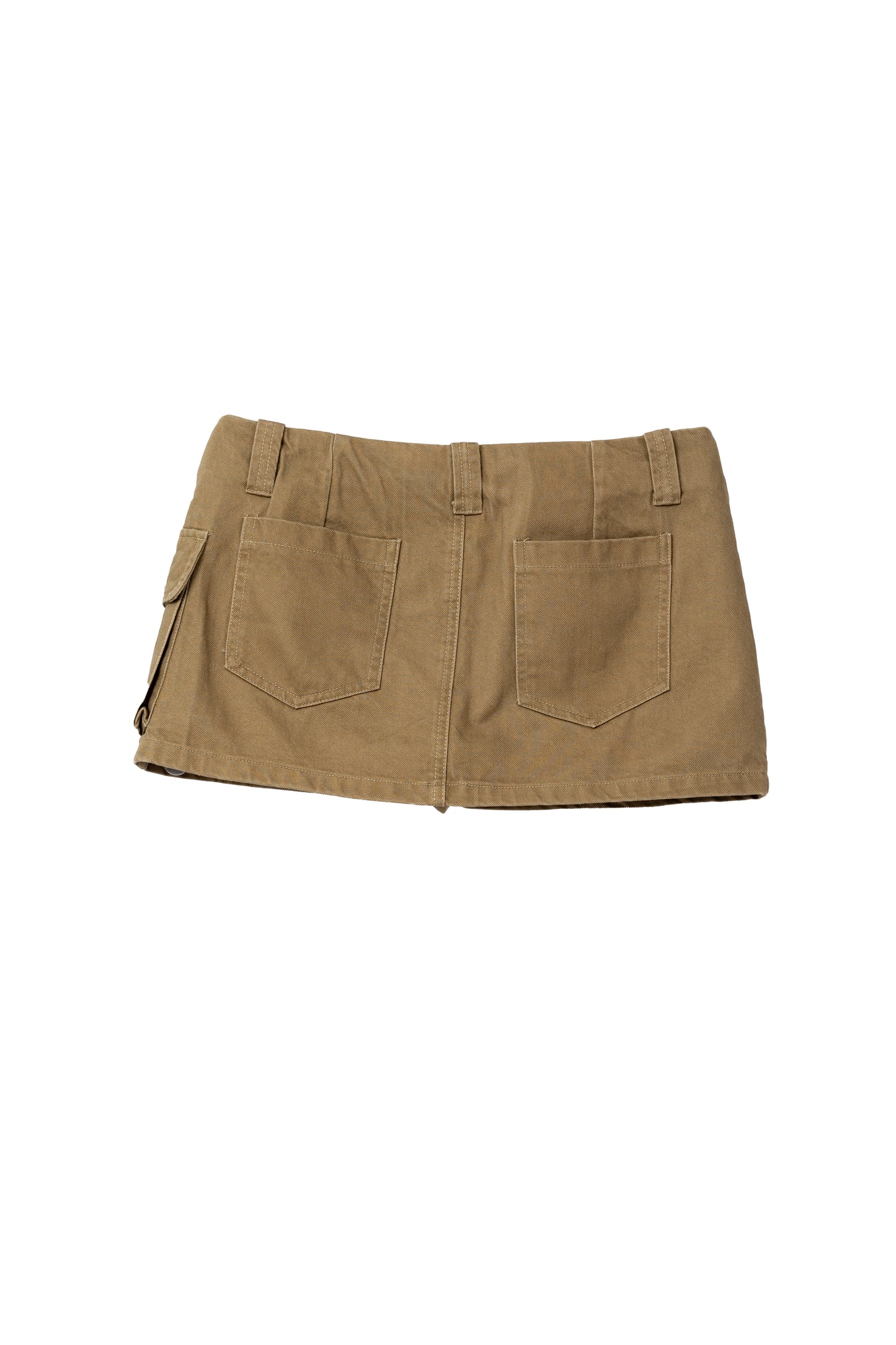 Cargo Mini Jean Skirt - KHAKI .