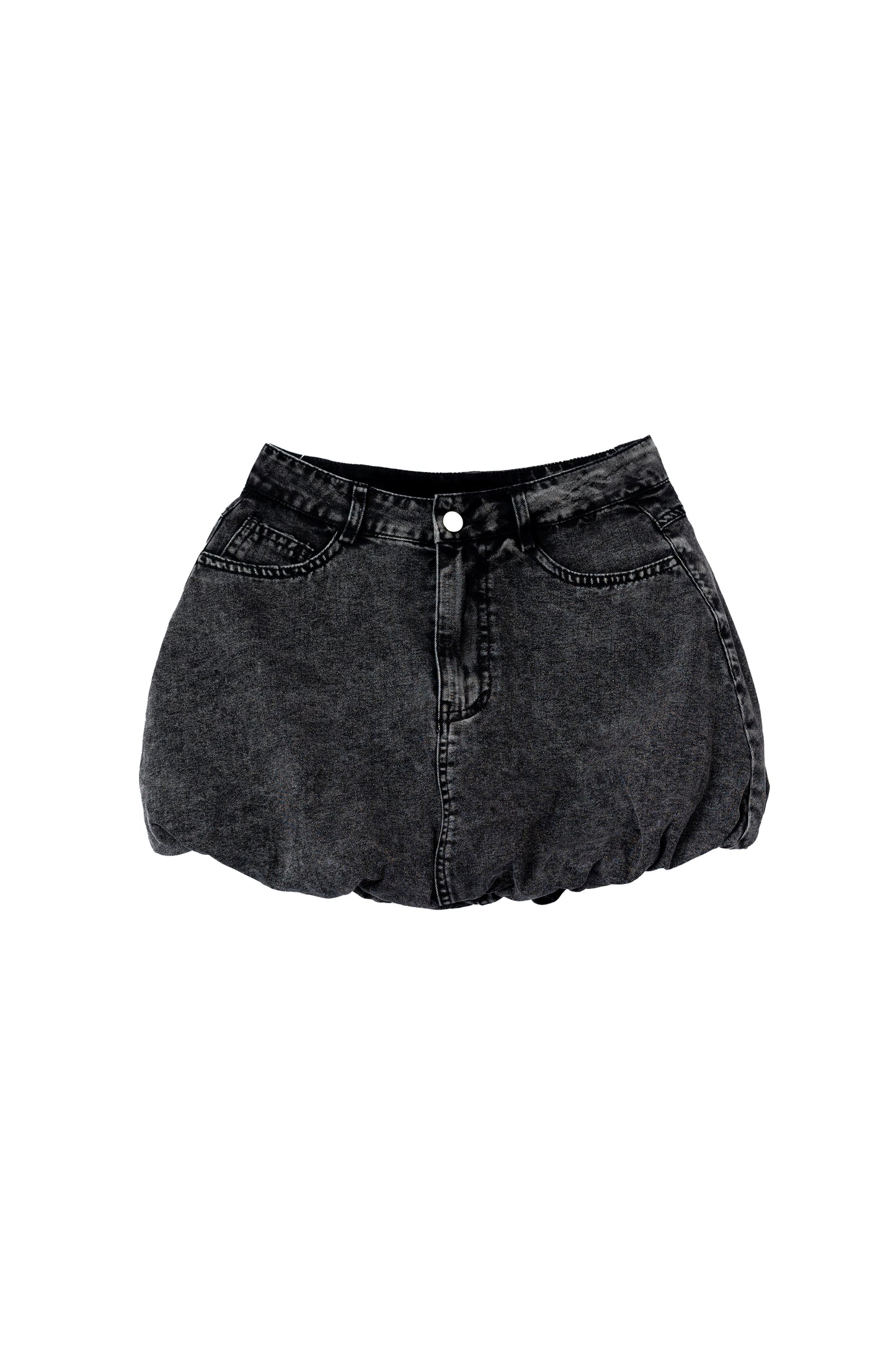 Bubble Hem Jean Skirt .