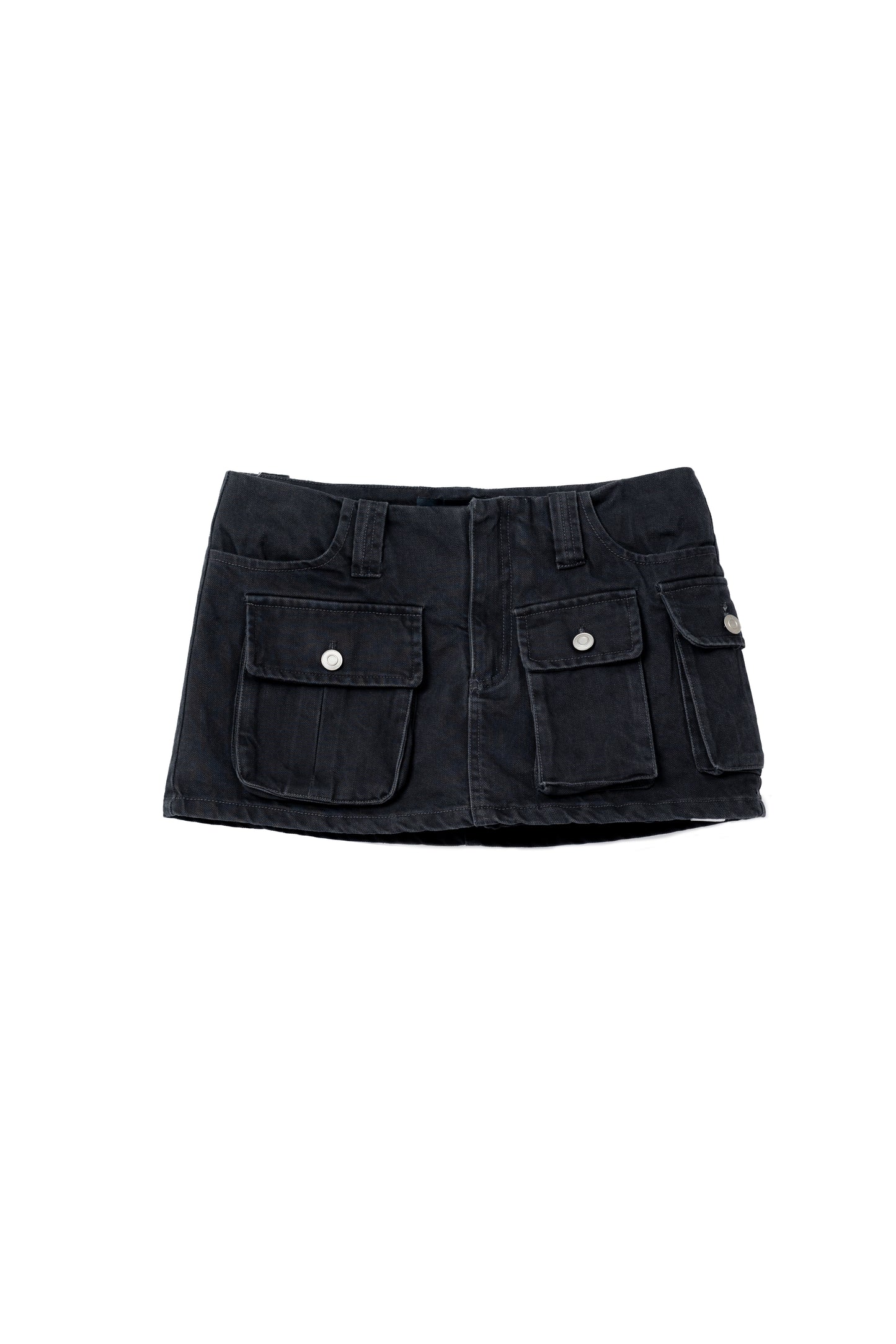 Cargo Mini Jean Skirt - GREY .