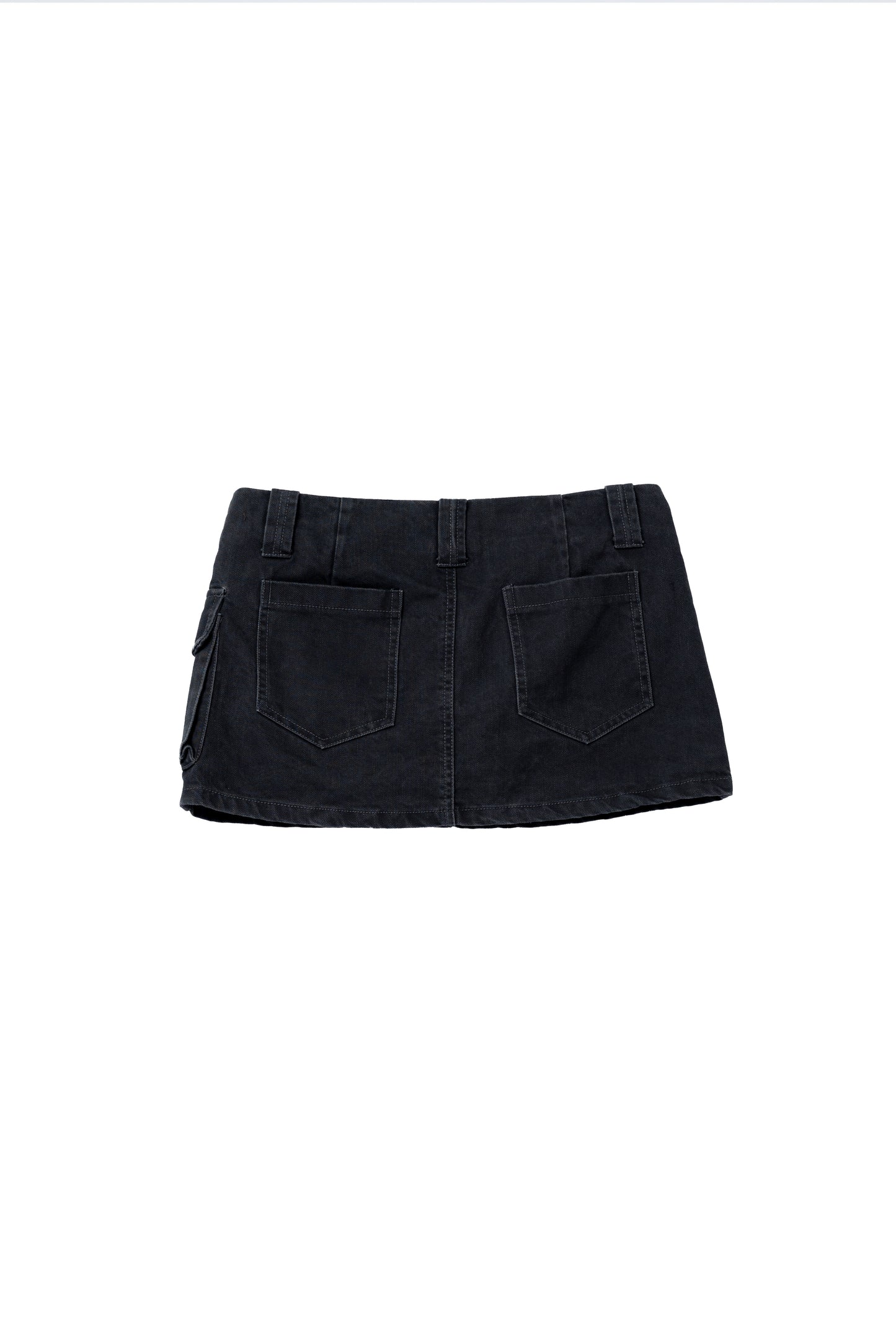 Cargo Mini Jean Skirt - GREY .