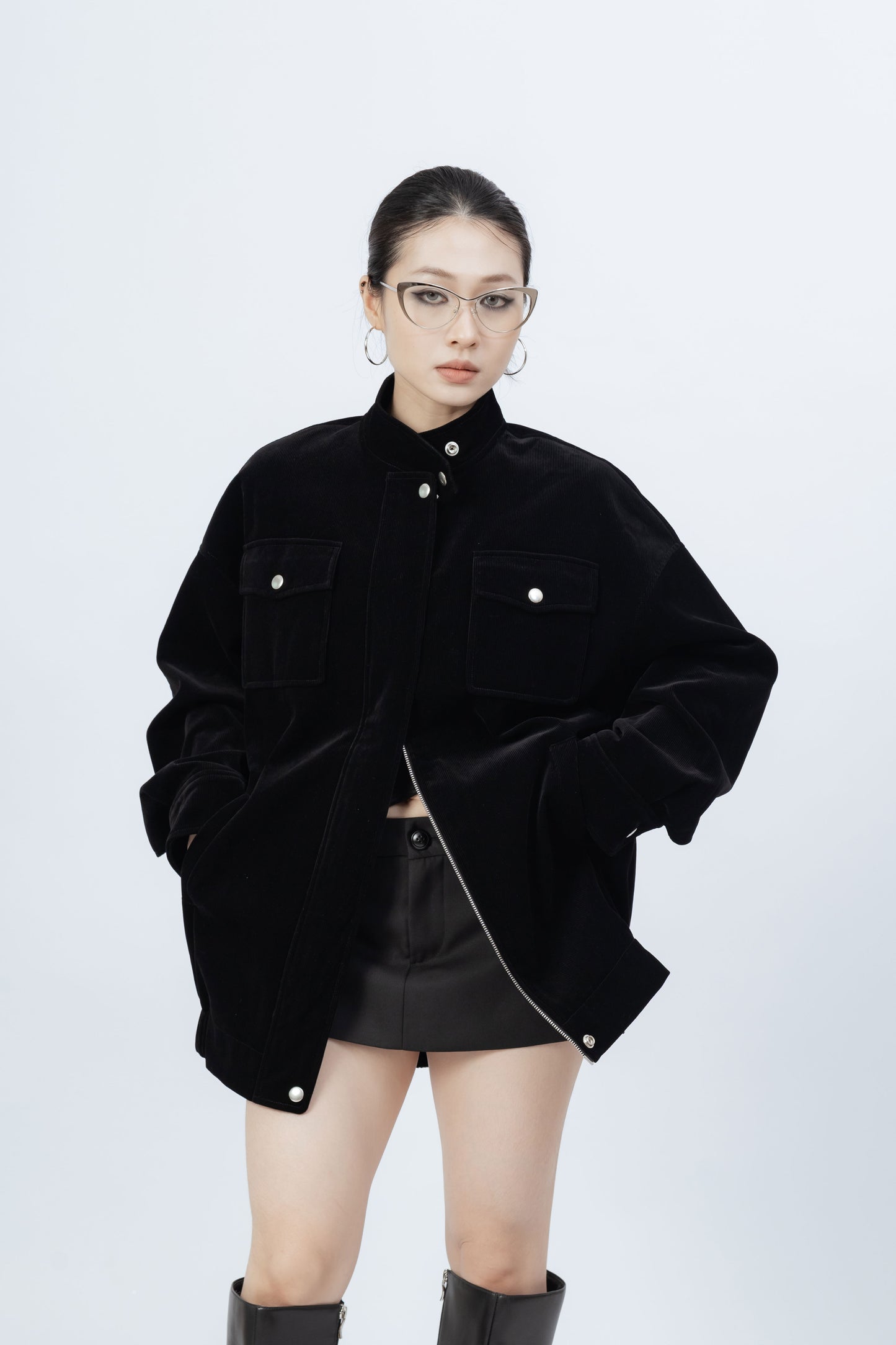 Velvet Relaxed Fit Jacket .