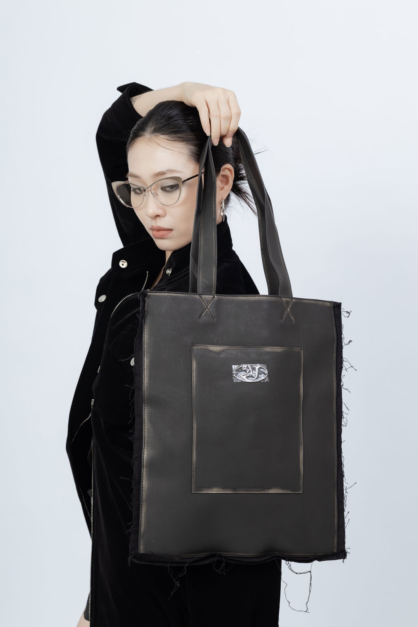 Leather Tote Bag .