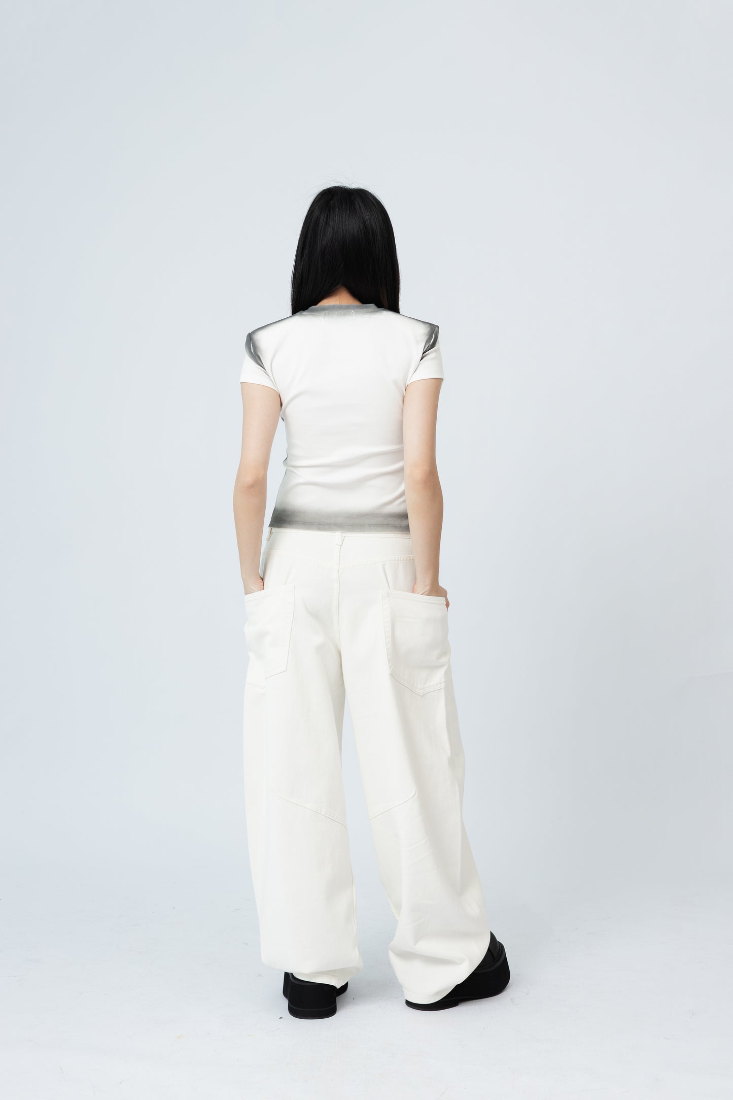 Spray Painted Top - WHITE .