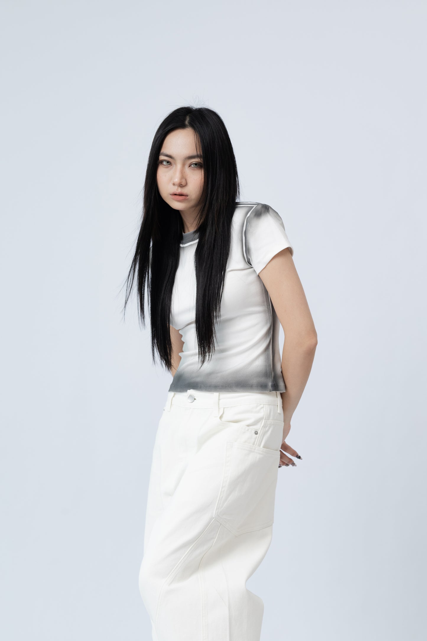 Spray Painted Top - WHITE .