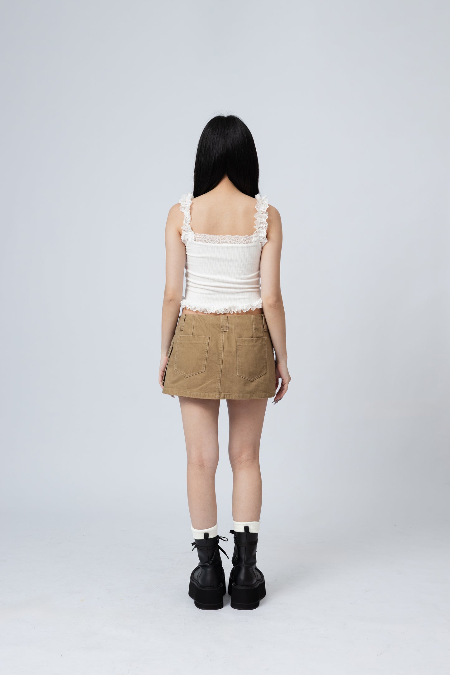 Ruffles Cami Top - WHITE .