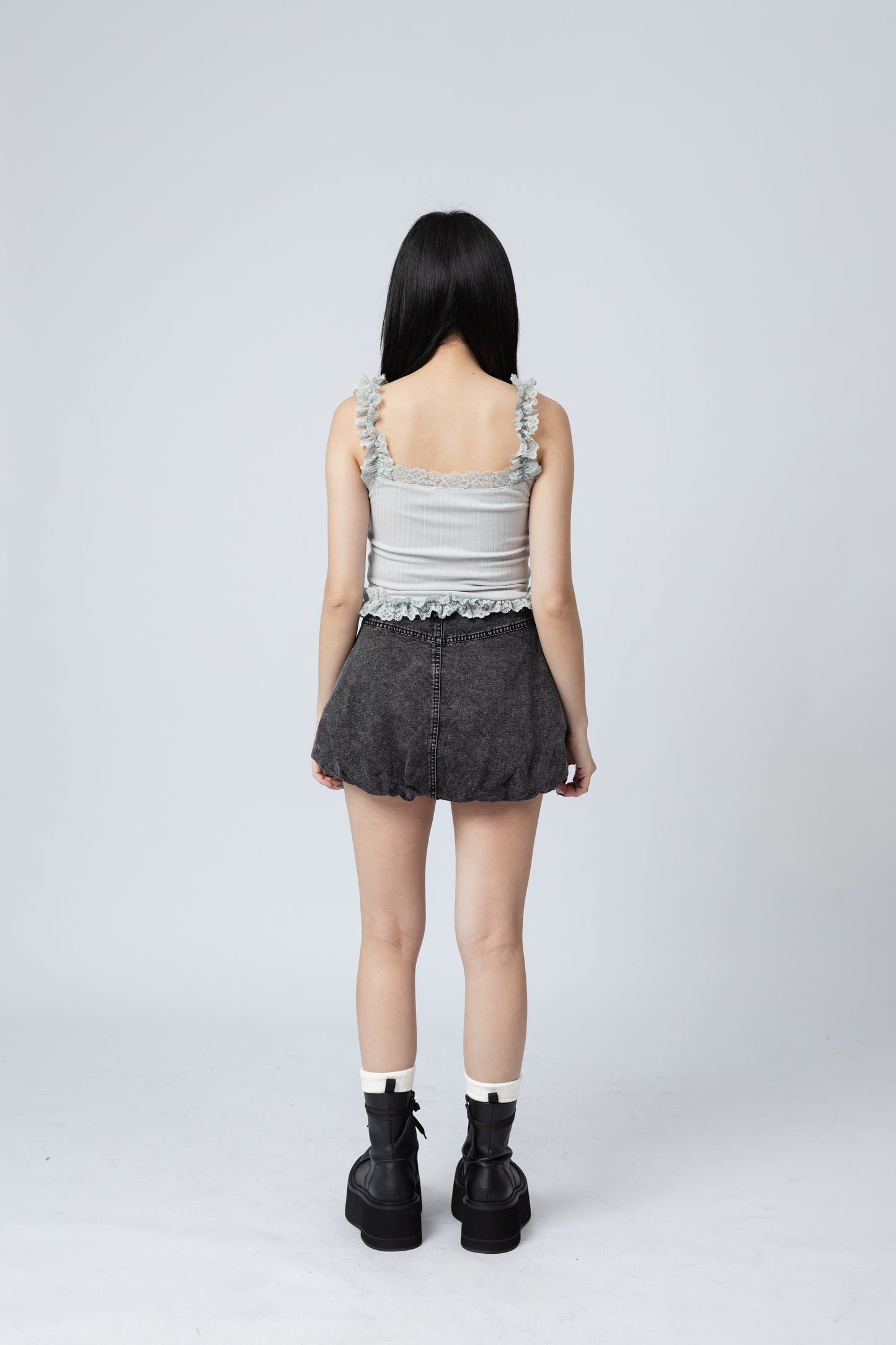 Ruffles Cami Top - GREY .