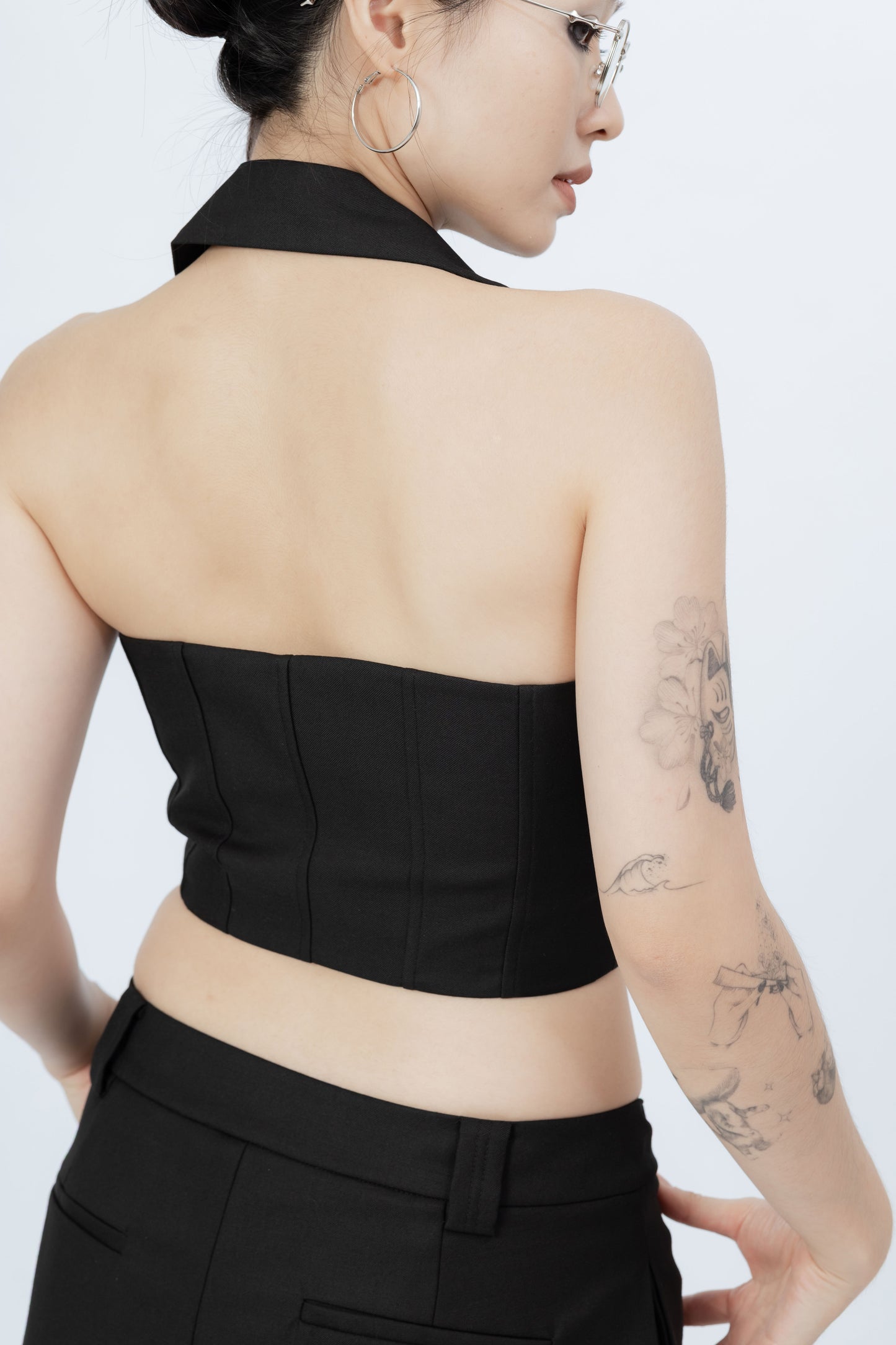 Backless Halter Top .