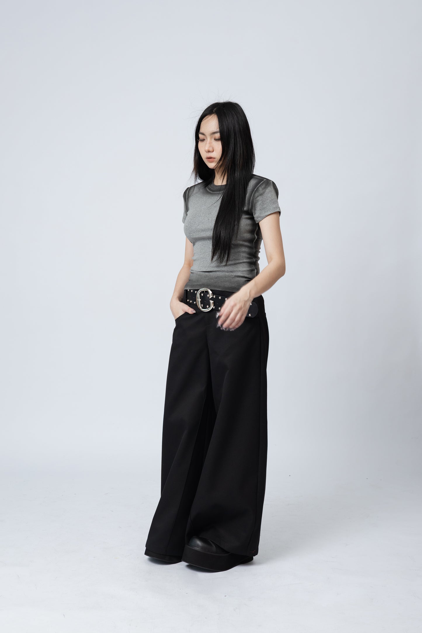 Spray Painted Top - GREY .