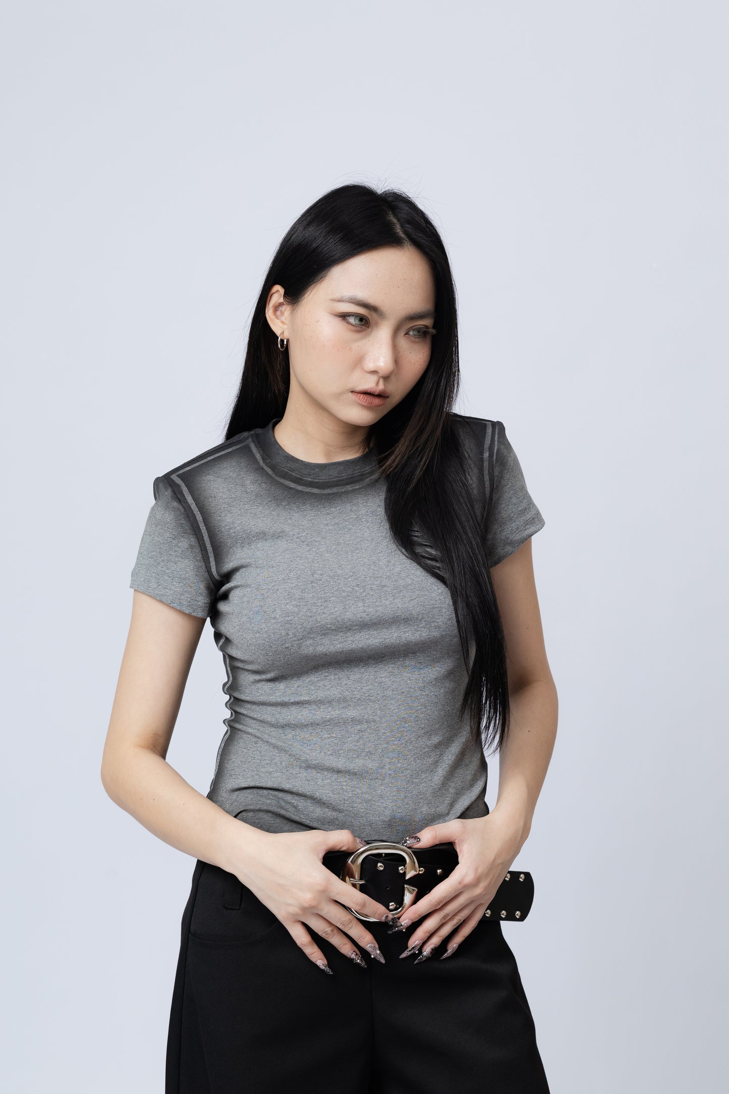 Spray Painted Top - GREY .