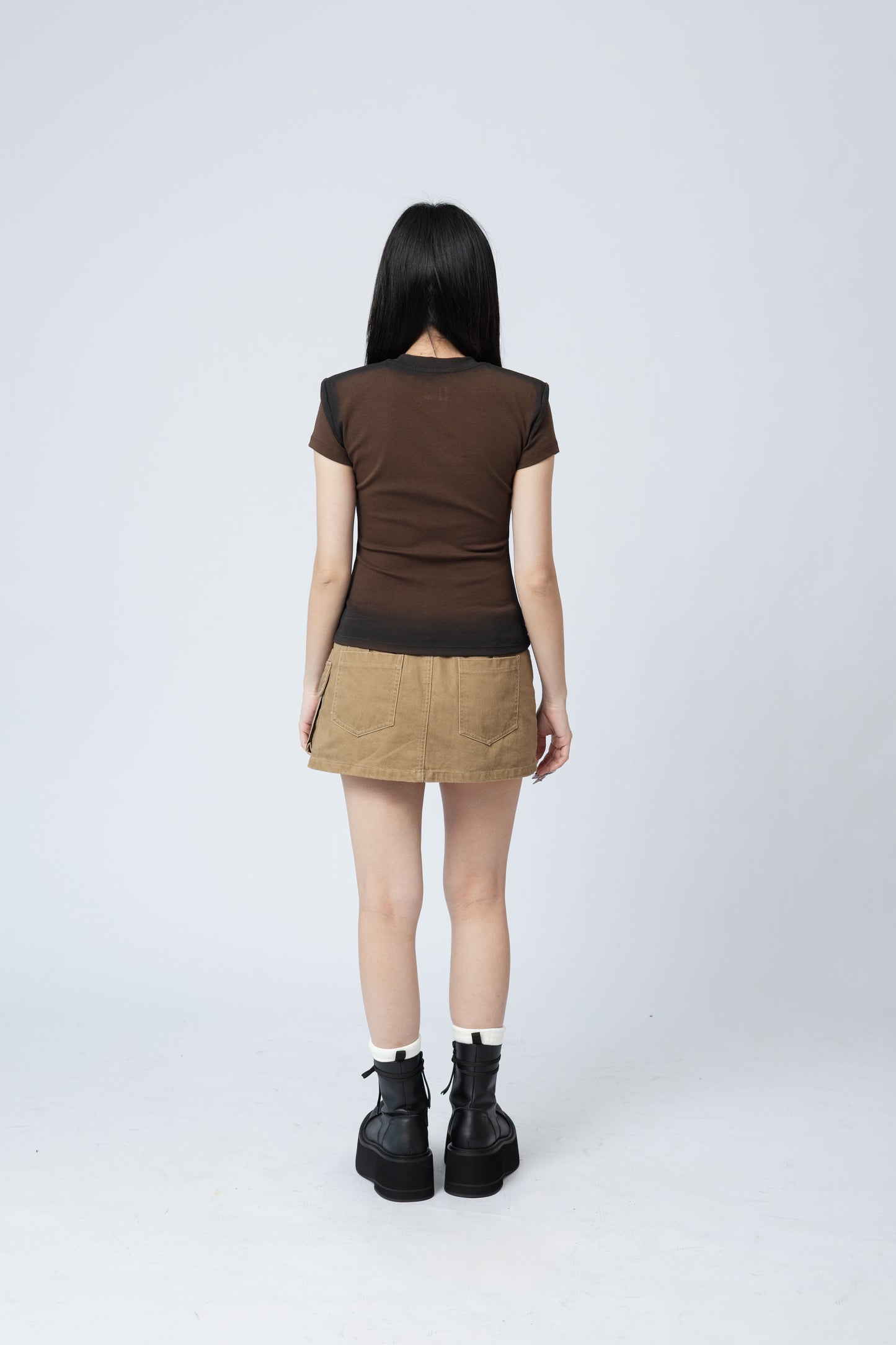 Spray Painted Top - BROWN .