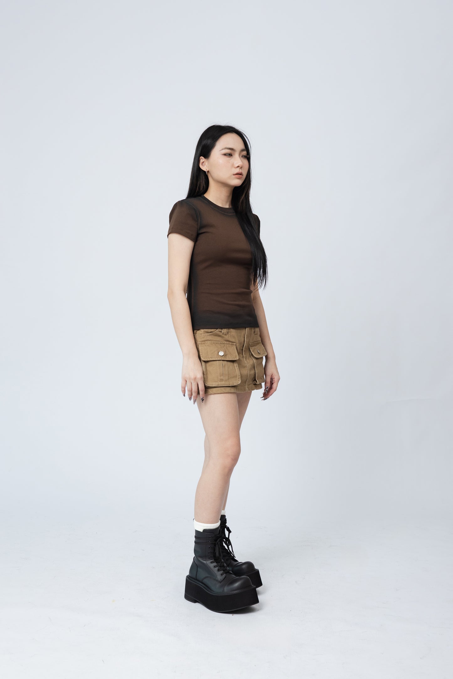 Spray Painted Top - BROWN .