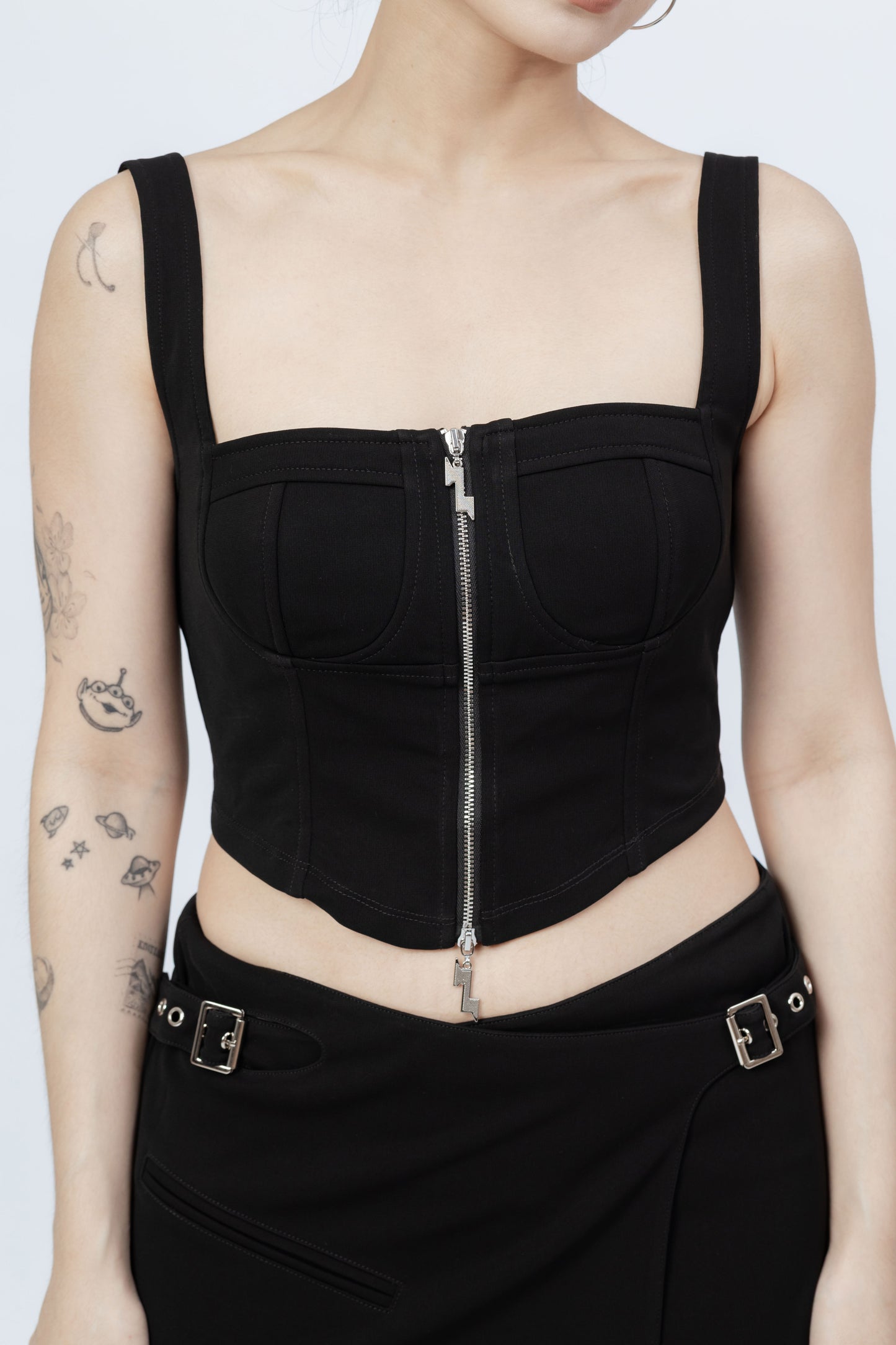 Zip Up Crop Tank Top .