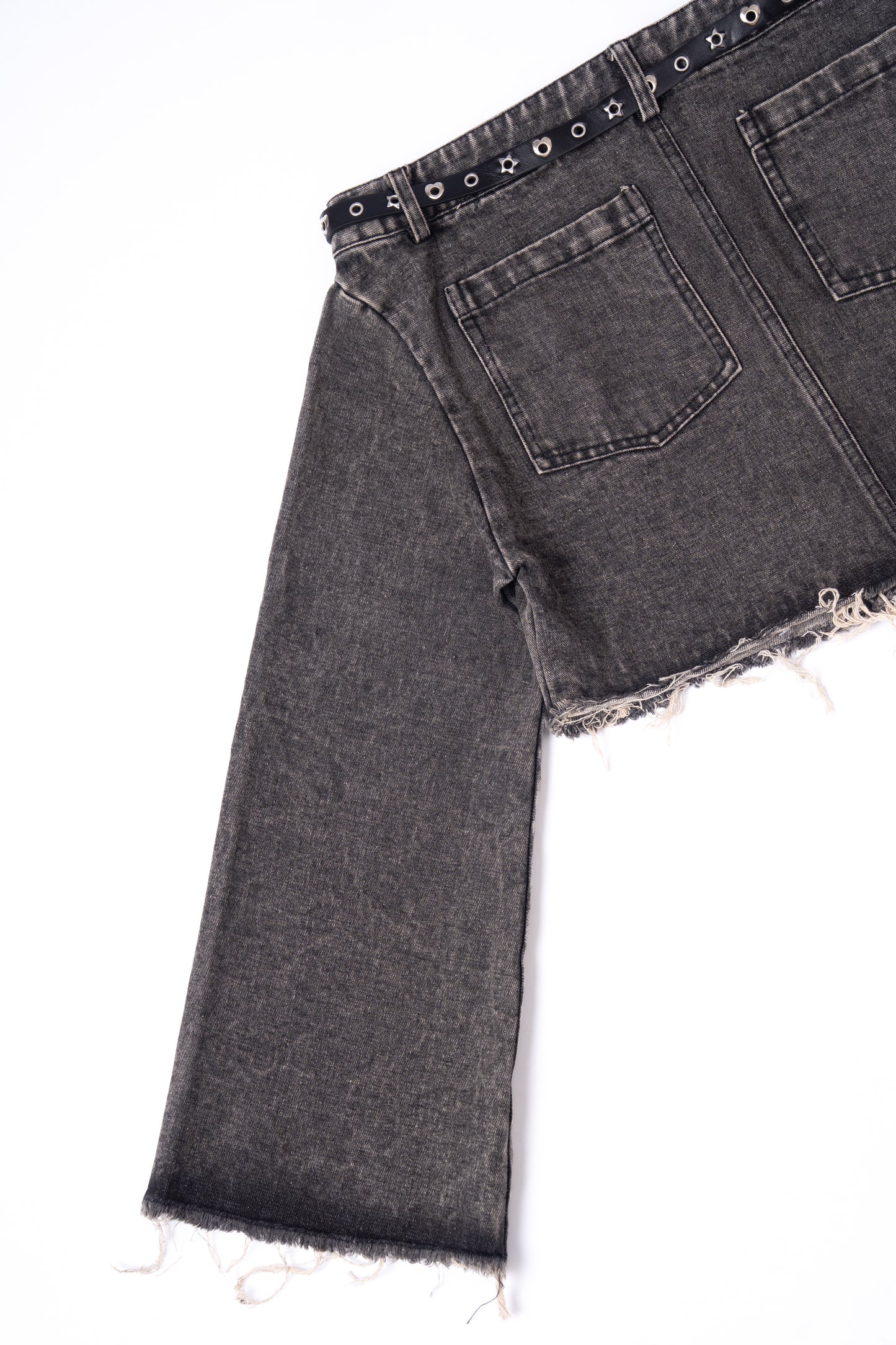 Denim Shirt with Slanted Collar .