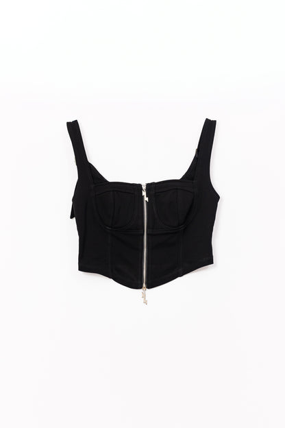 Zip Up Crop Tank Top .
