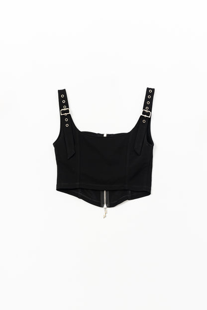 Zip Up Crop Tank Top .