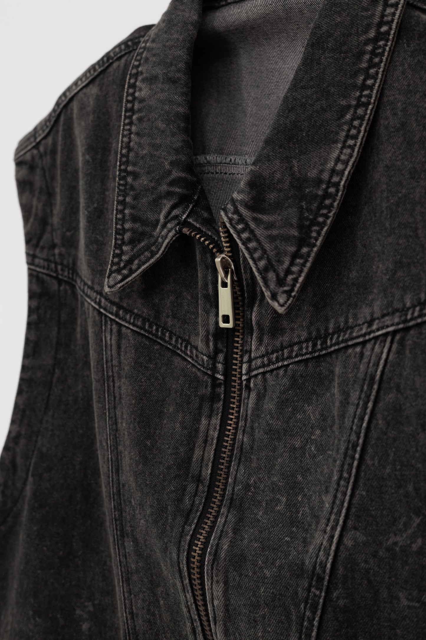 Washed Denim Vest .